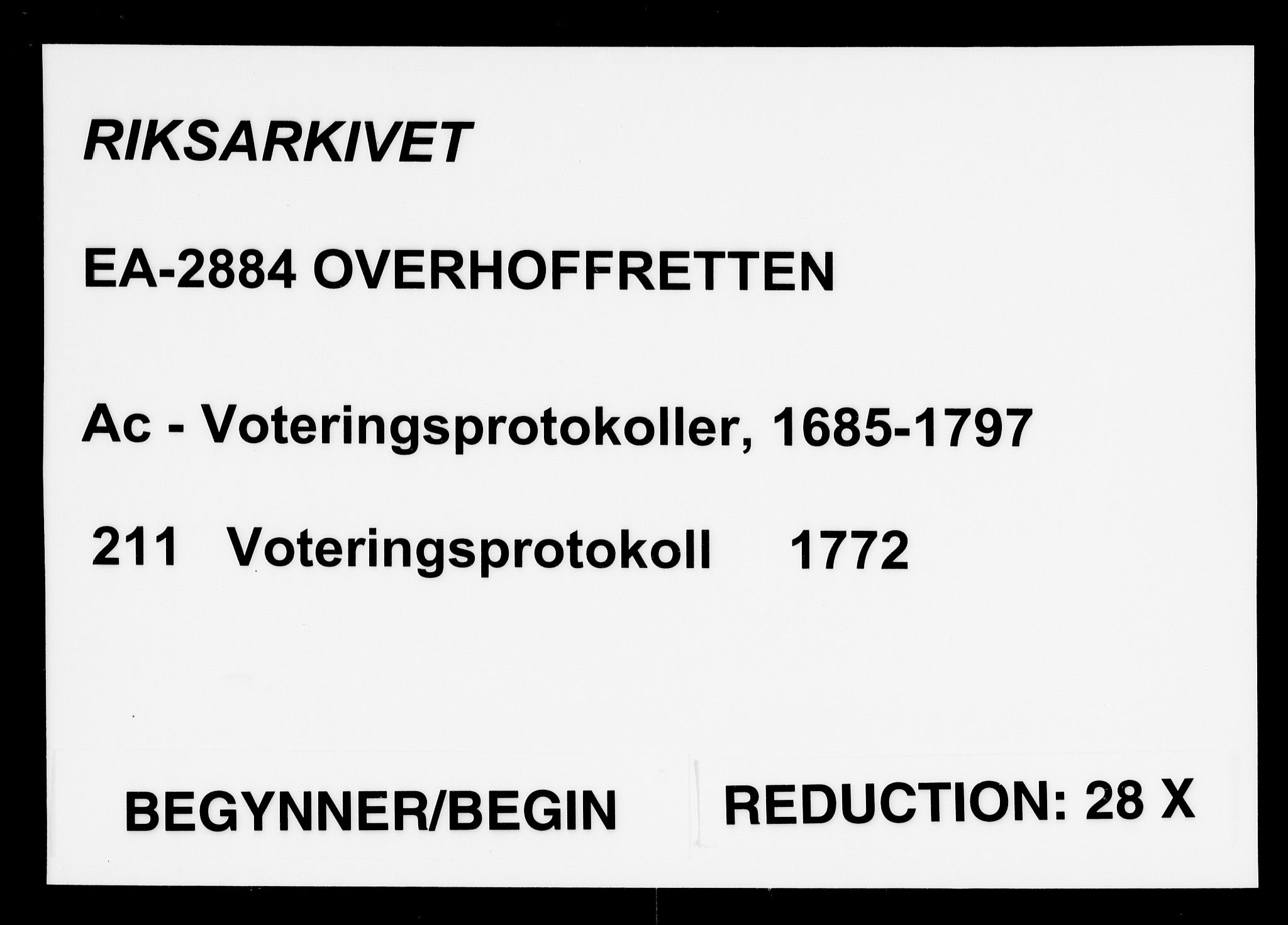 Overhoffretten 1667-1797, RA/EA-2884/Ac/L0211: Voteringsprotokoll, 1772