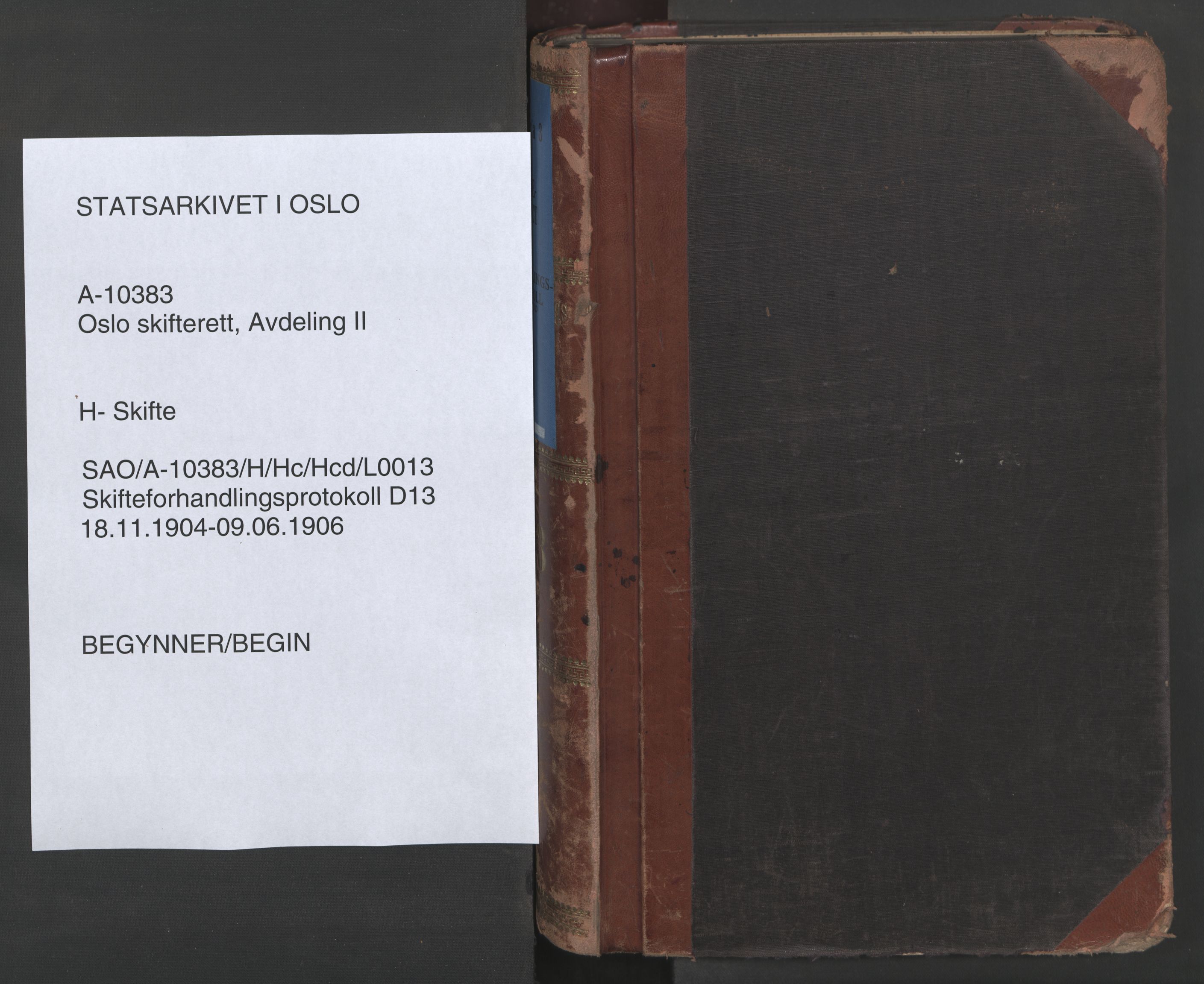 Oslo skifterett, AV/SAO-A-10383/H/Hc/Hcd/L0013: Skifteforhandlingsprotokoll, 1904-1906