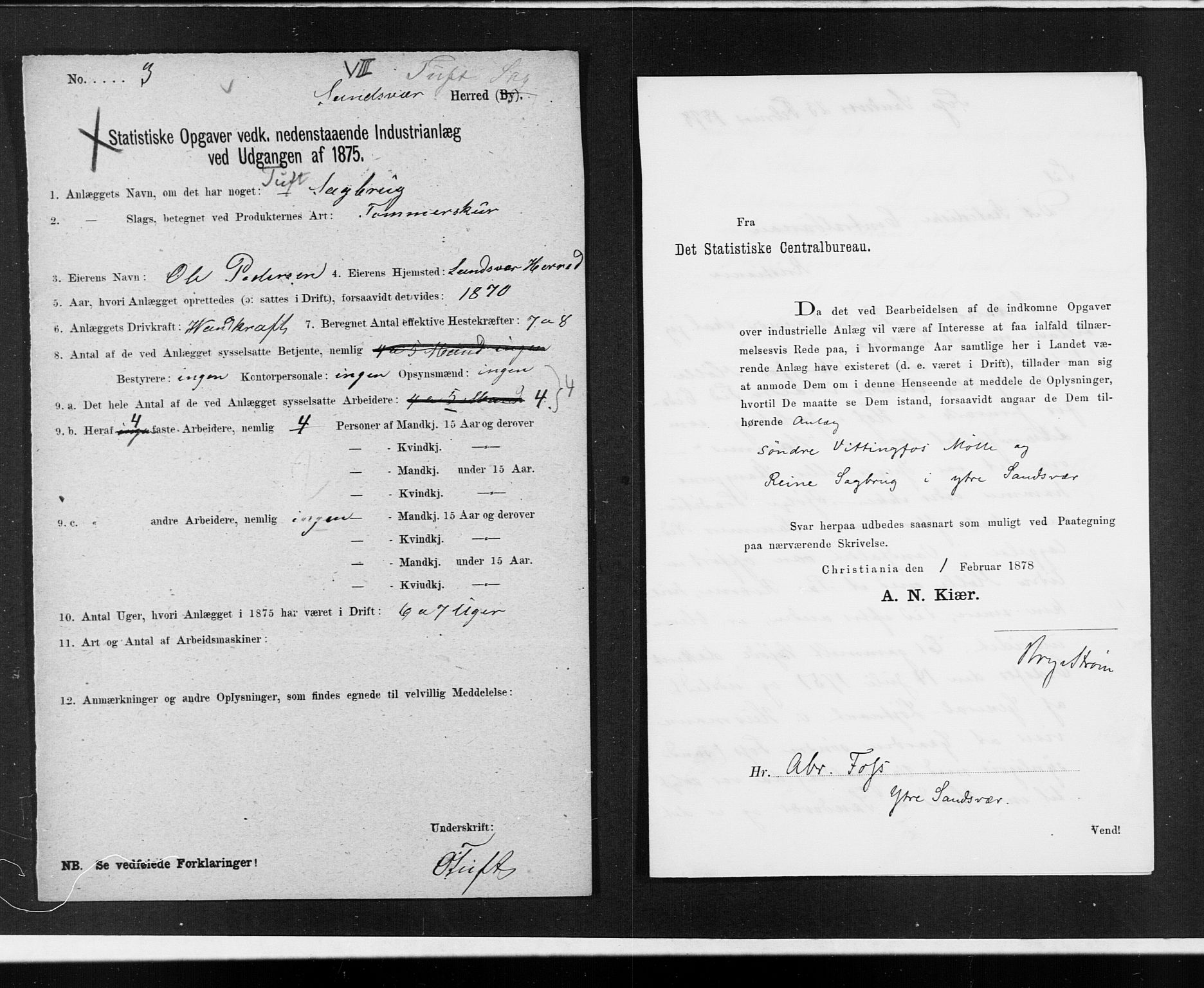 Statistisk sentralbyrå, Næringsøkonomiske emner, Generelt - Amtmennenes femårsberetninger, AV/RA-S-2233/F/Fa/L0043: --, 1875, s. 3