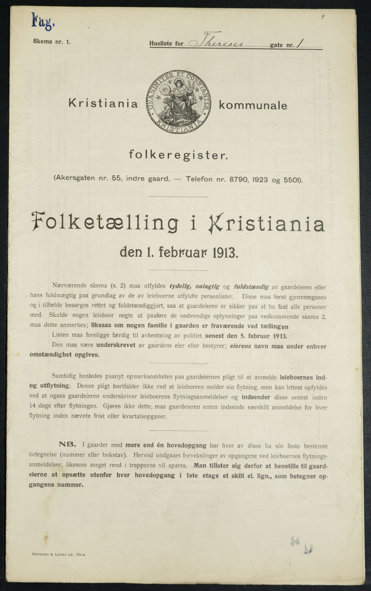 OBA, Kommunal folketelling 1.2.1913 for Kristiania, 1913, s. 107719