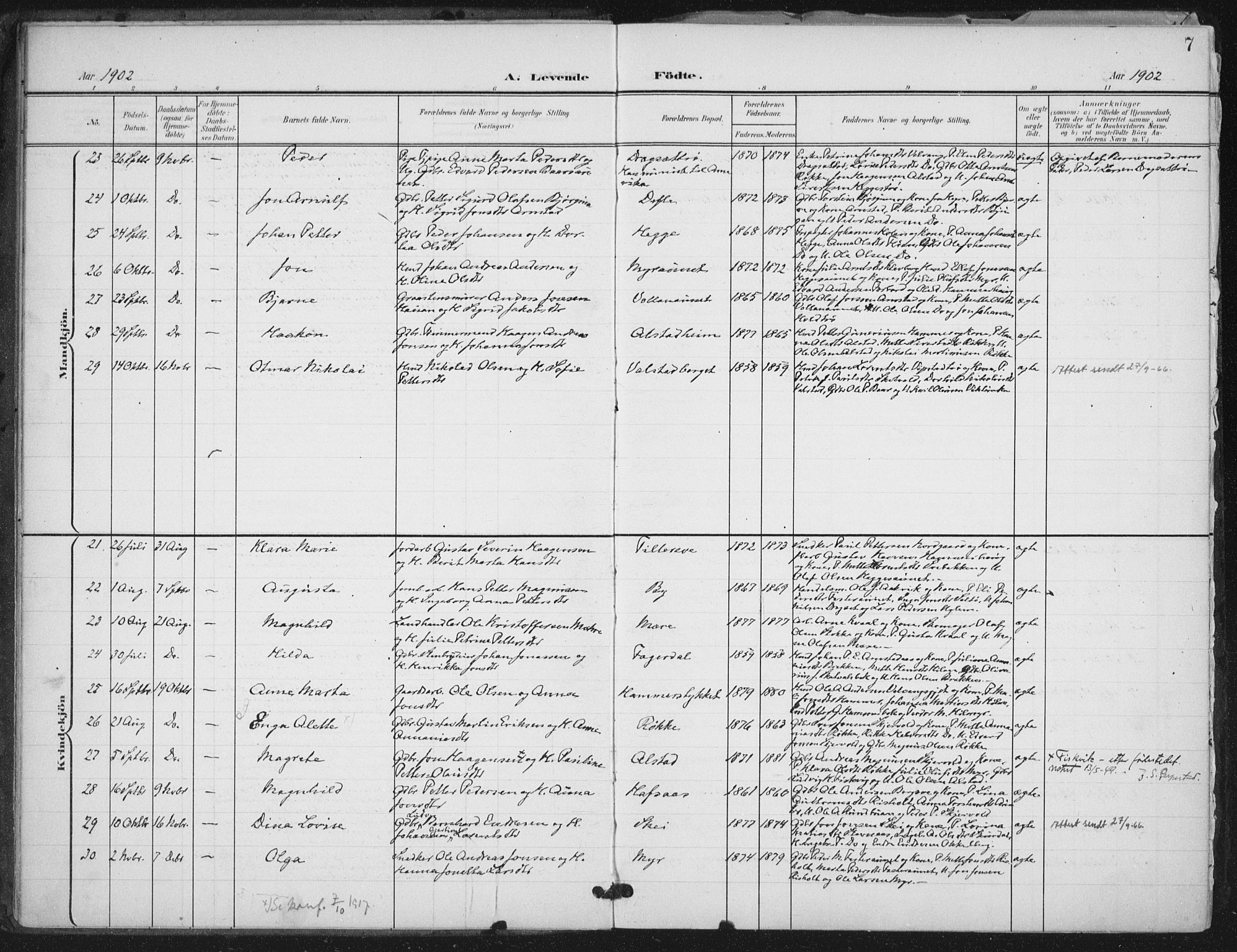 Ministerialprotokoller, klokkerbøker og fødselsregistre - Nord-Trøndelag, AV/SAT-A-1458/712/L0101: Ministerialbok nr. 712A02, 1901-1916, s. 7