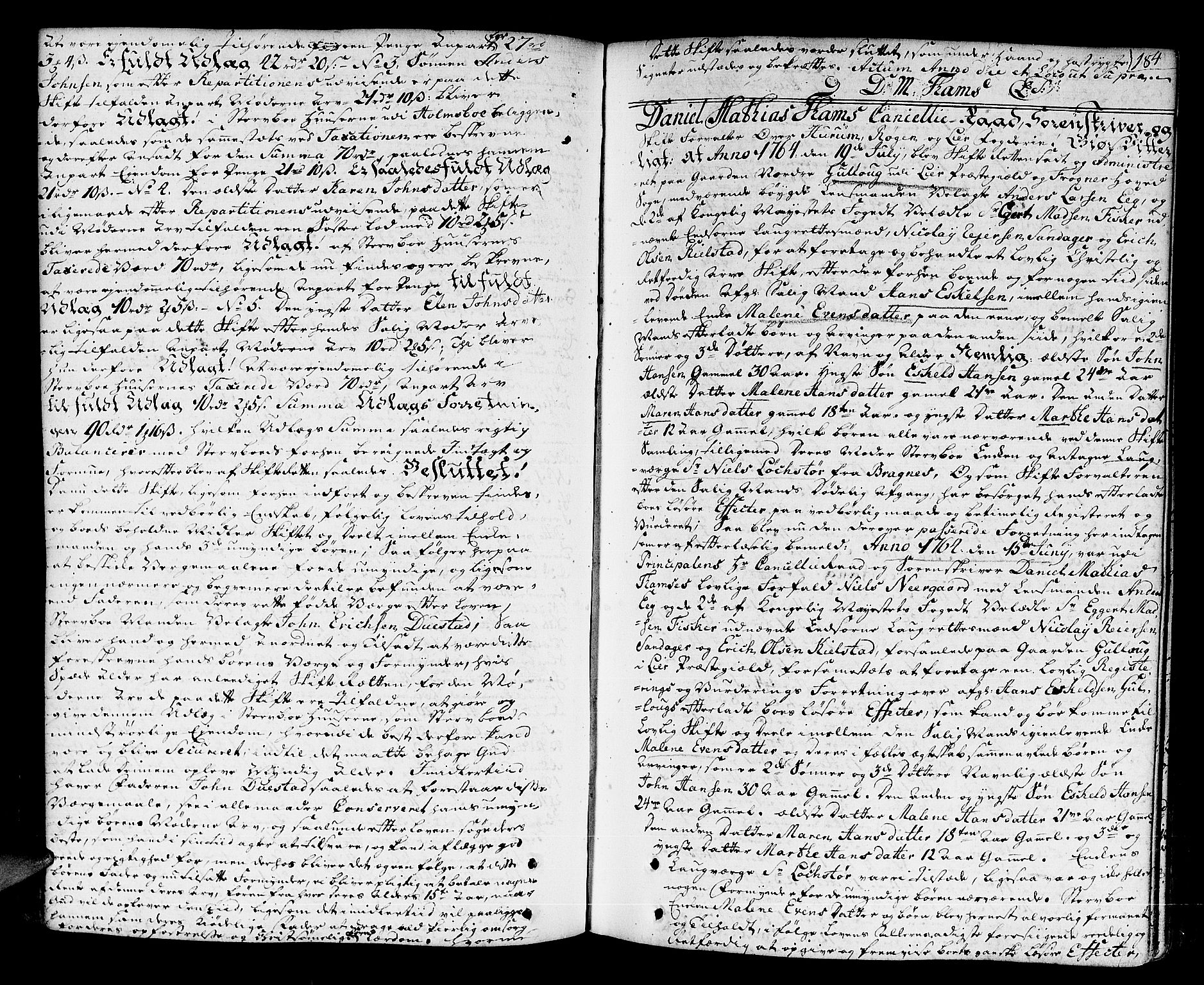 Lier, Røyken og Hurum sorenskriveri, SAKO/A-89/H/Hc/L0005: Skifteprotokoll, 1760-1774, s. 183b-184a
