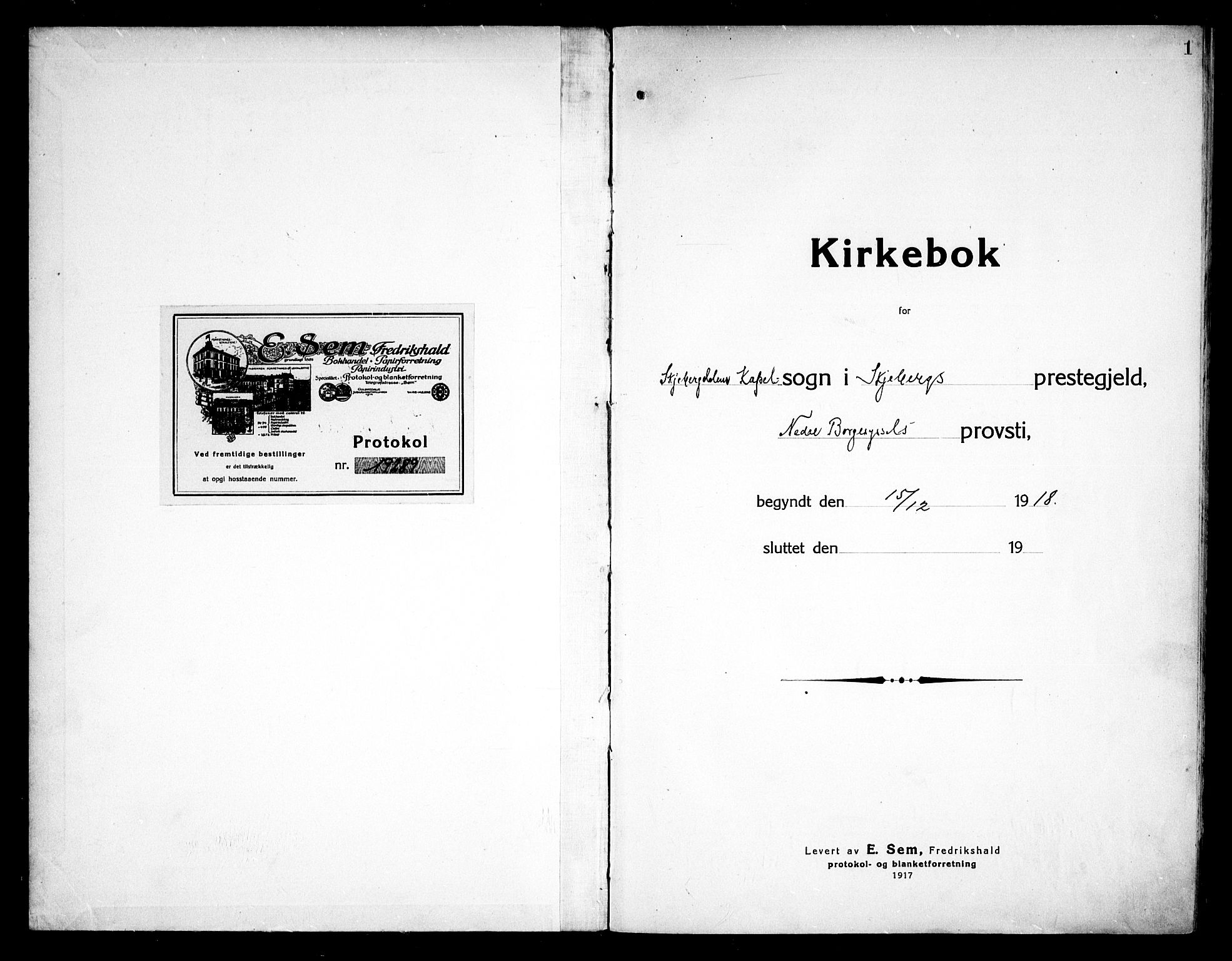 Skjeberg prestekontor Kirkebøker, SAO/A-10923/G/Gc/L0002: Klokkerbok nr. III 2, 1918-1938, s. 1