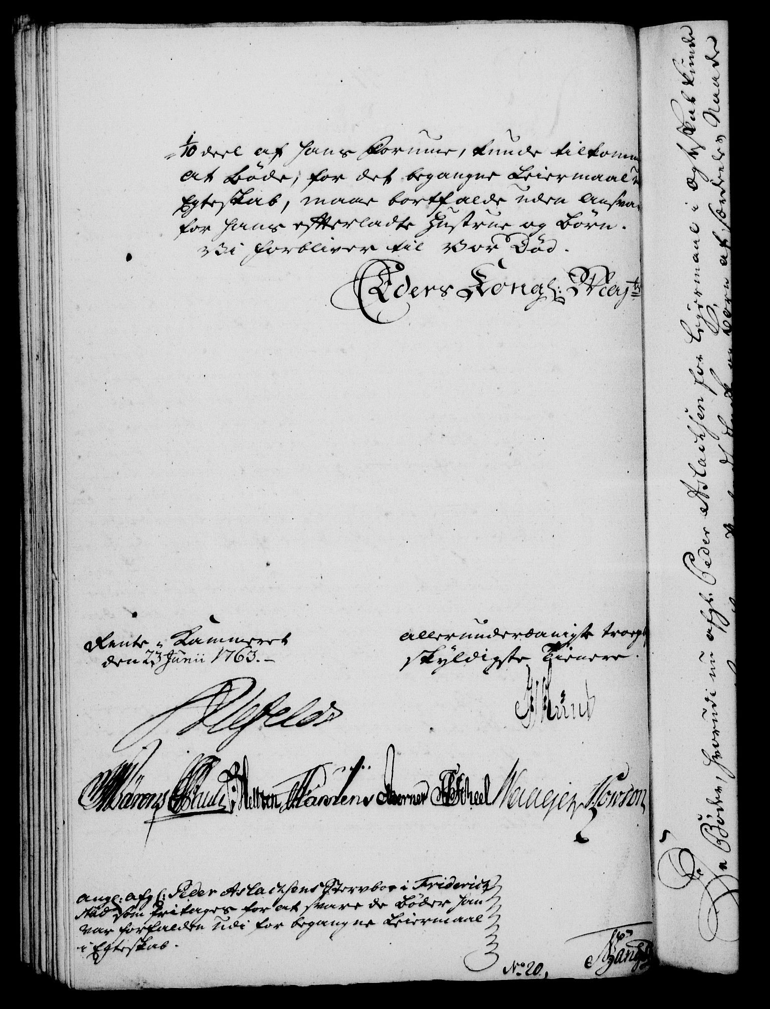 Rentekammeret, Kammerkanselliet, AV/RA-EA-3111/G/Gf/Gfa/L0045: Norsk relasjons- og resolusjonsprotokoll (merket RK 52.45), 1763, s. 311