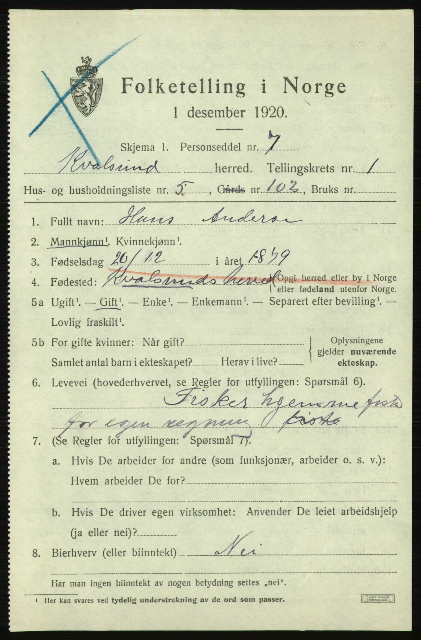 SATØ, Folketelling 1920 for 2017 Kvalsund herred, 1920, s. 514