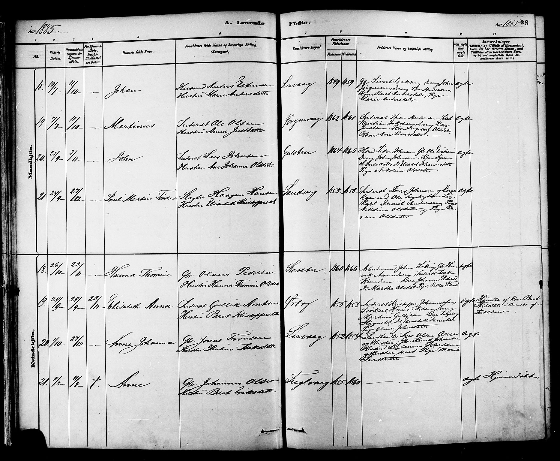 Ministerialprotokoller, klokkerbøker og fødselsregistre - Møre og Romsdal, AV/SAT-A-1454/577/L0896: Ministerialbok nr. 577A03, 1880-1898, s. 38
