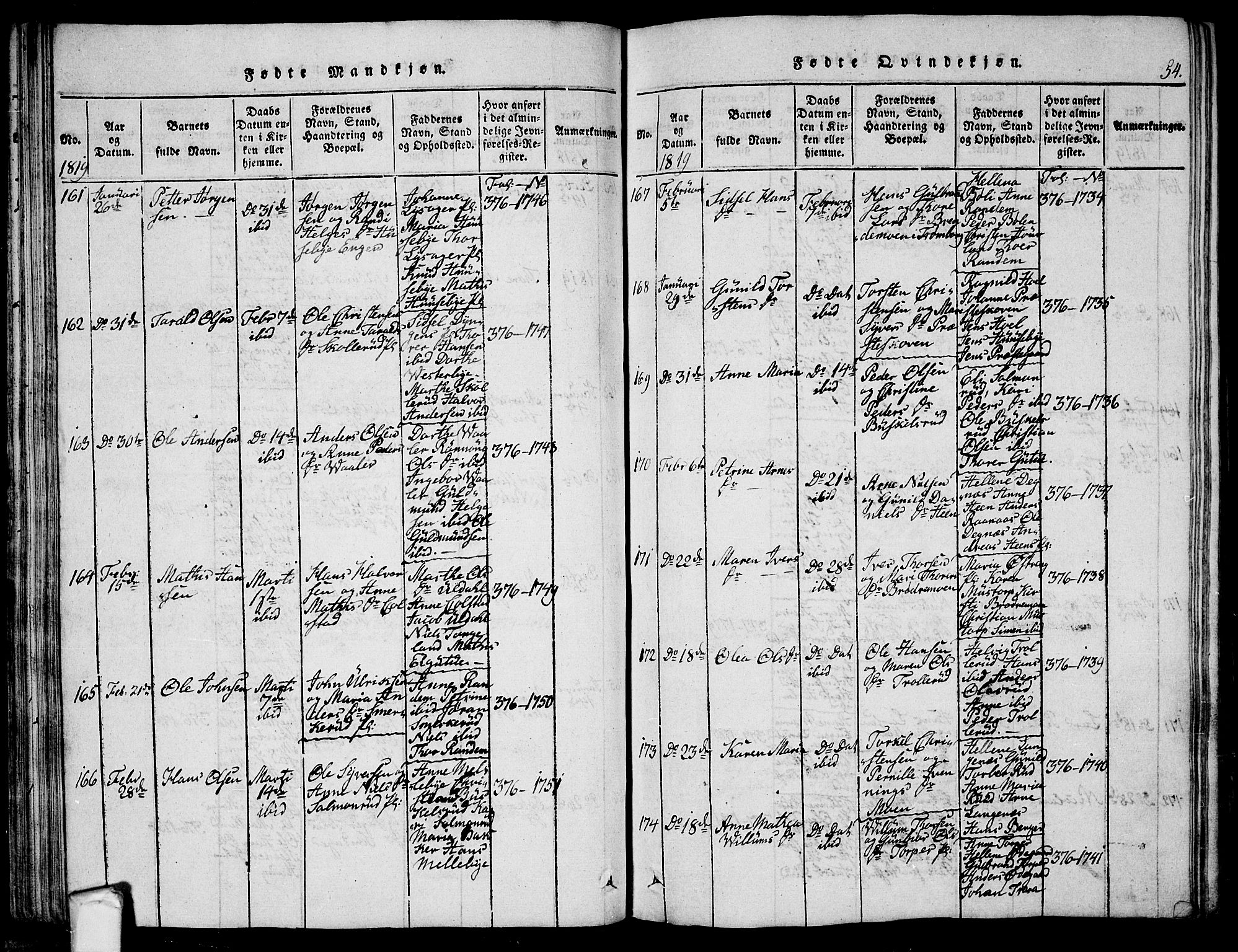 Eidsberg prestekontor Kirkebøker, AV/SAO-A-10905/G/Ga/L0001: Klokkerbok nr. I 1, 1814-1831, s. 54