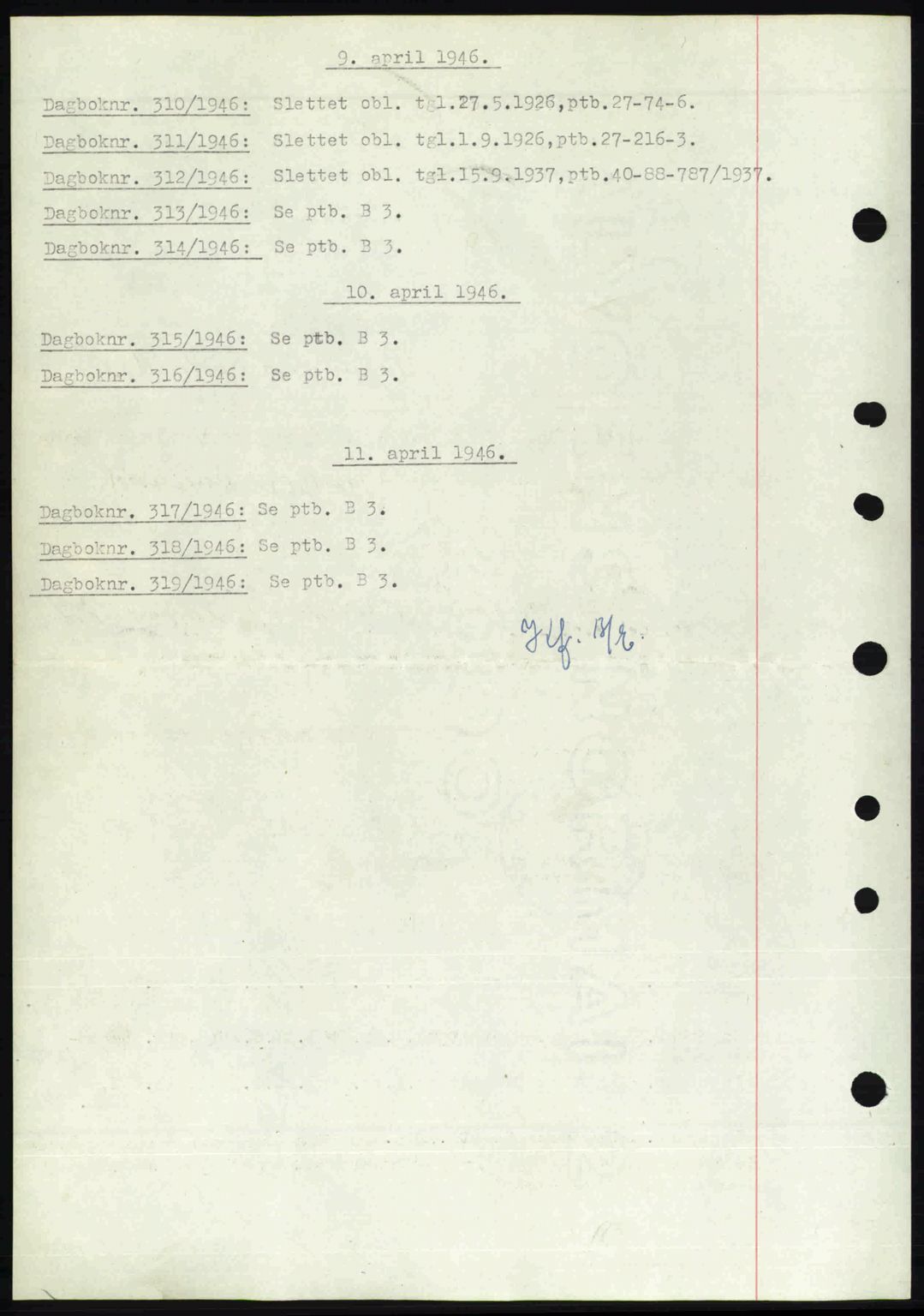 Nedenes sorenskriveri, AV/SAK-1221-0006/G/Gb/Gba/L0054: Pantebok nr. A6c, 1946-1946, Dagboknr: 310/1946