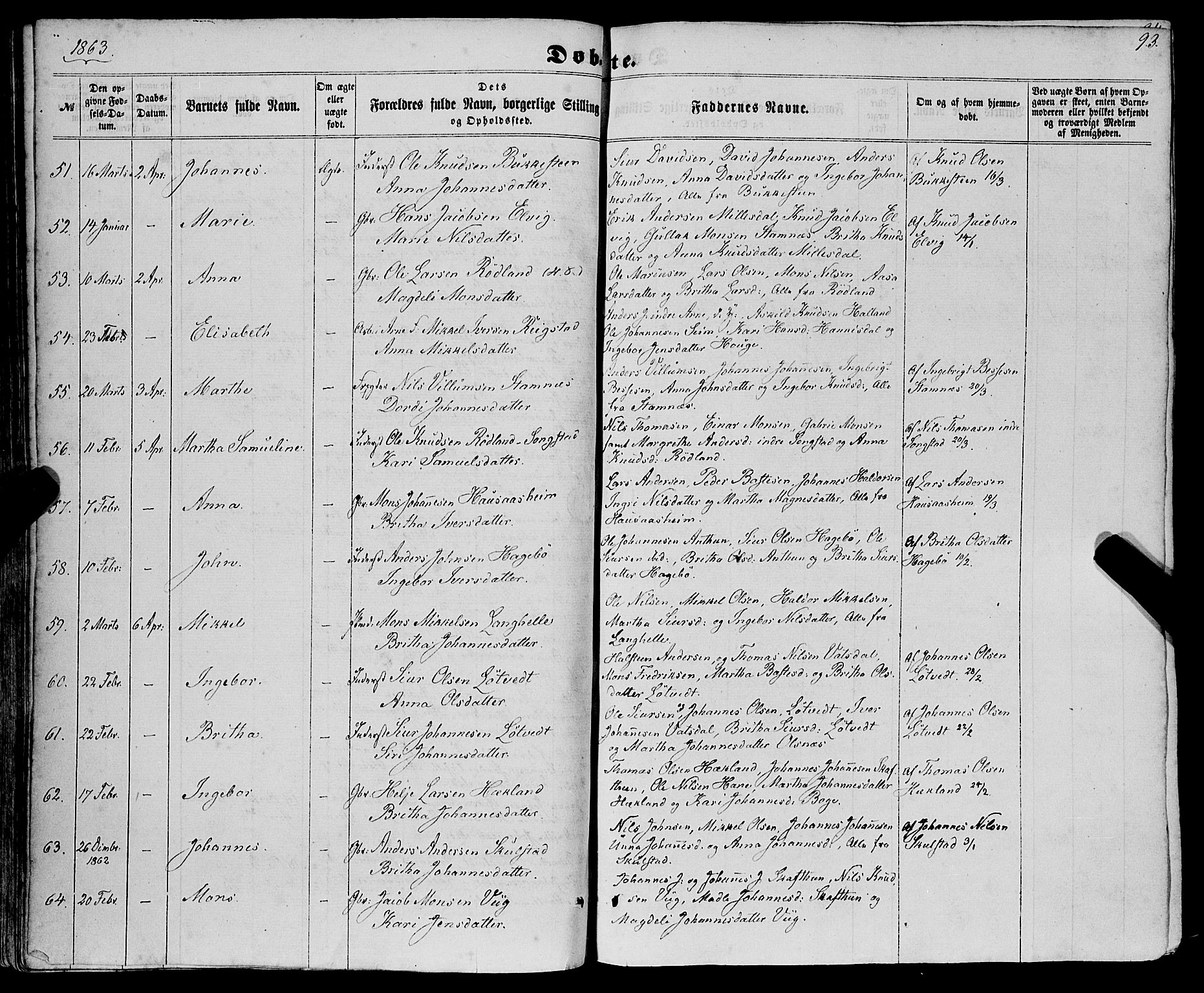 Haus sokneprestembete, AV/SAB-A-75601/H/Haa: Ministerialbok nr. A 17, 1858-1870, s. 93