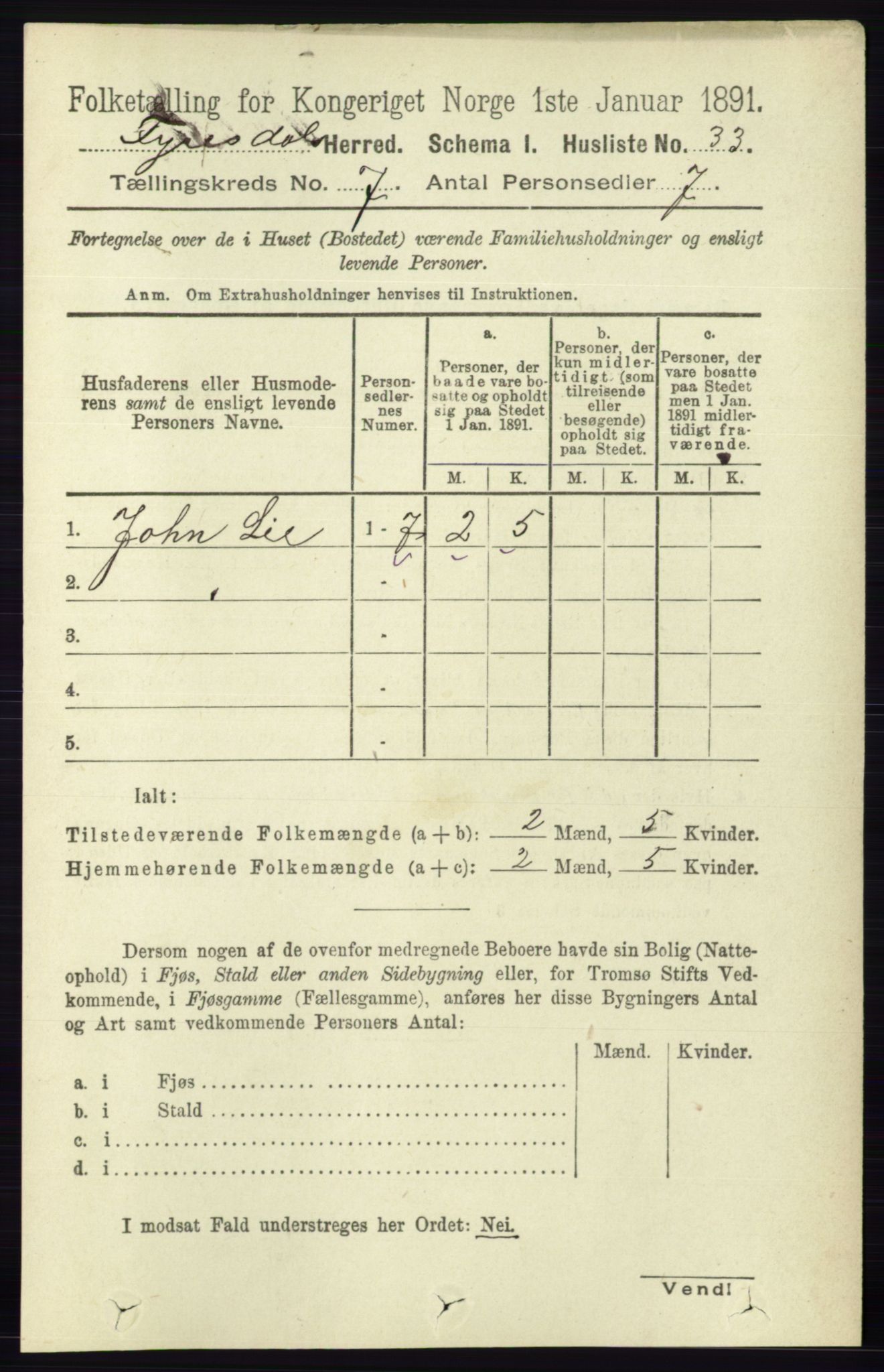 RA, Folketelling 1891 for 0831 Fyresdal herred, 1891, s. 1891