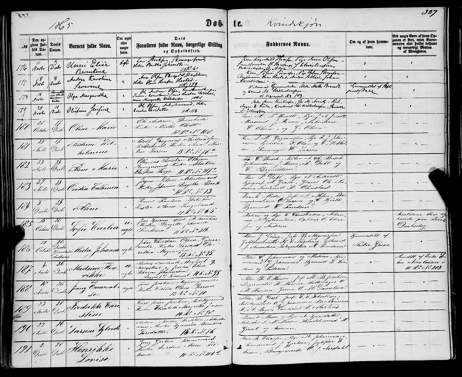 Domkirken sokneprestembete, AV/SAB-A-74801/H/Haa/L0021: Ministerialbok nr. B 4, 1859-1871, s. 327