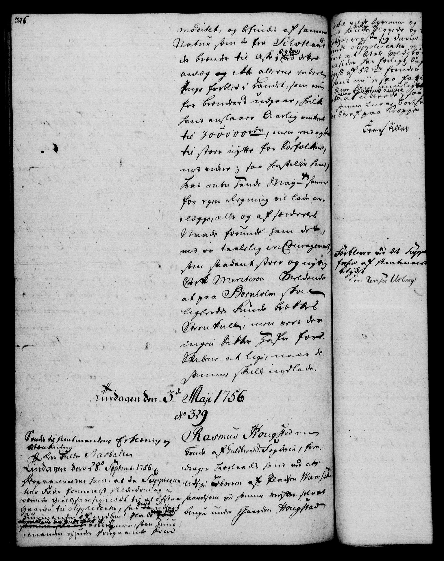 Rentekammeret, Kammerkanselliet, AV/RA-EA-3111/G/Gh/Gha/L0033: Norsk ekstraktmemorialprotokoll (merket RK 53.78), 1755-1756, s. 326