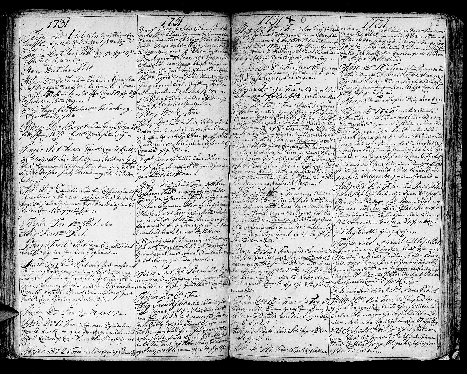 Lærdal sokneprestembete, AV/SAB-A-81201: Ministerialbok nr. A 1, 1711-1752, s. 52