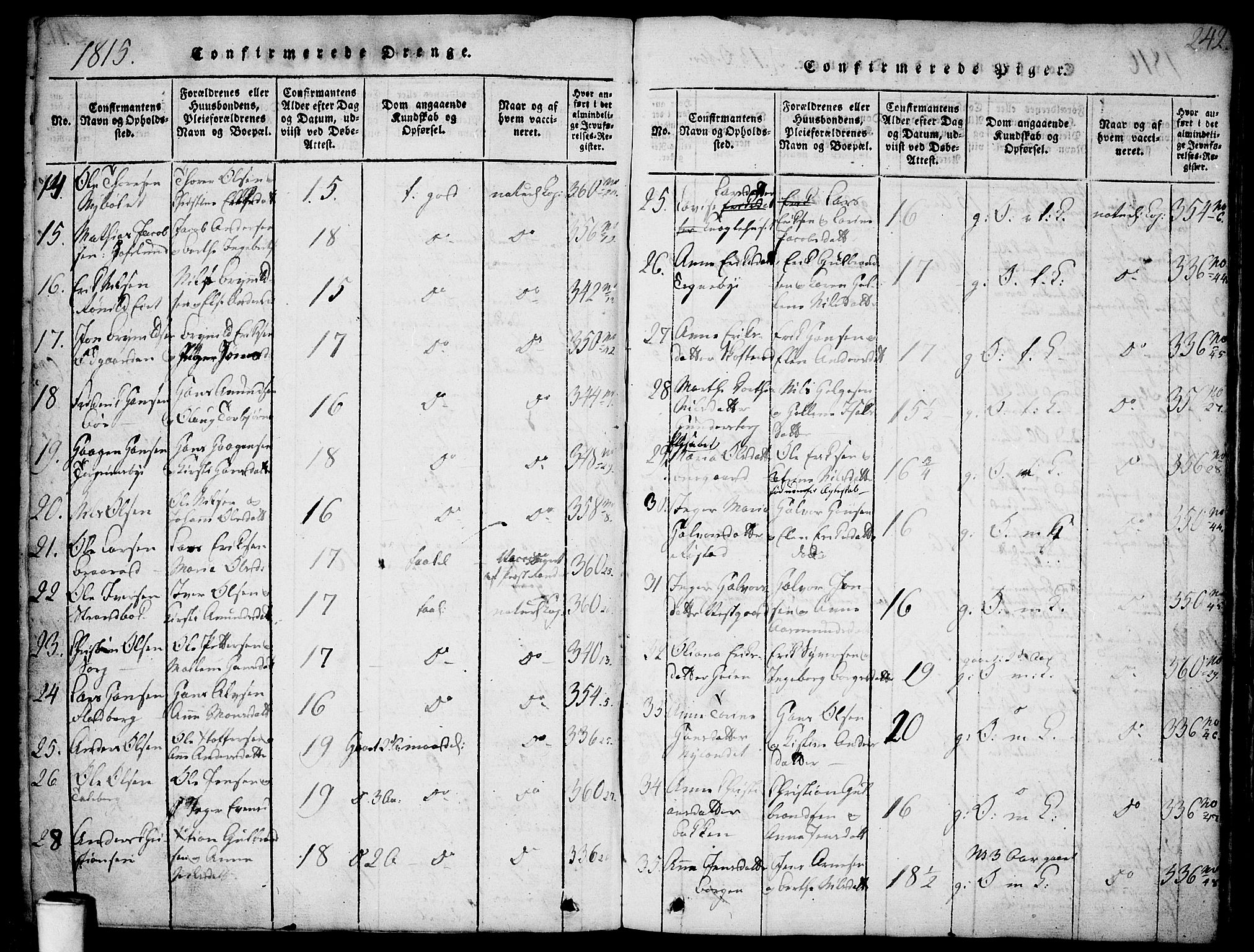 Skjeberg prestekontor Kirkebøker, SAO/A-10923/F/Fa/L0004: Ministerialbok nr. I 4, 1815-1830, s. 242
