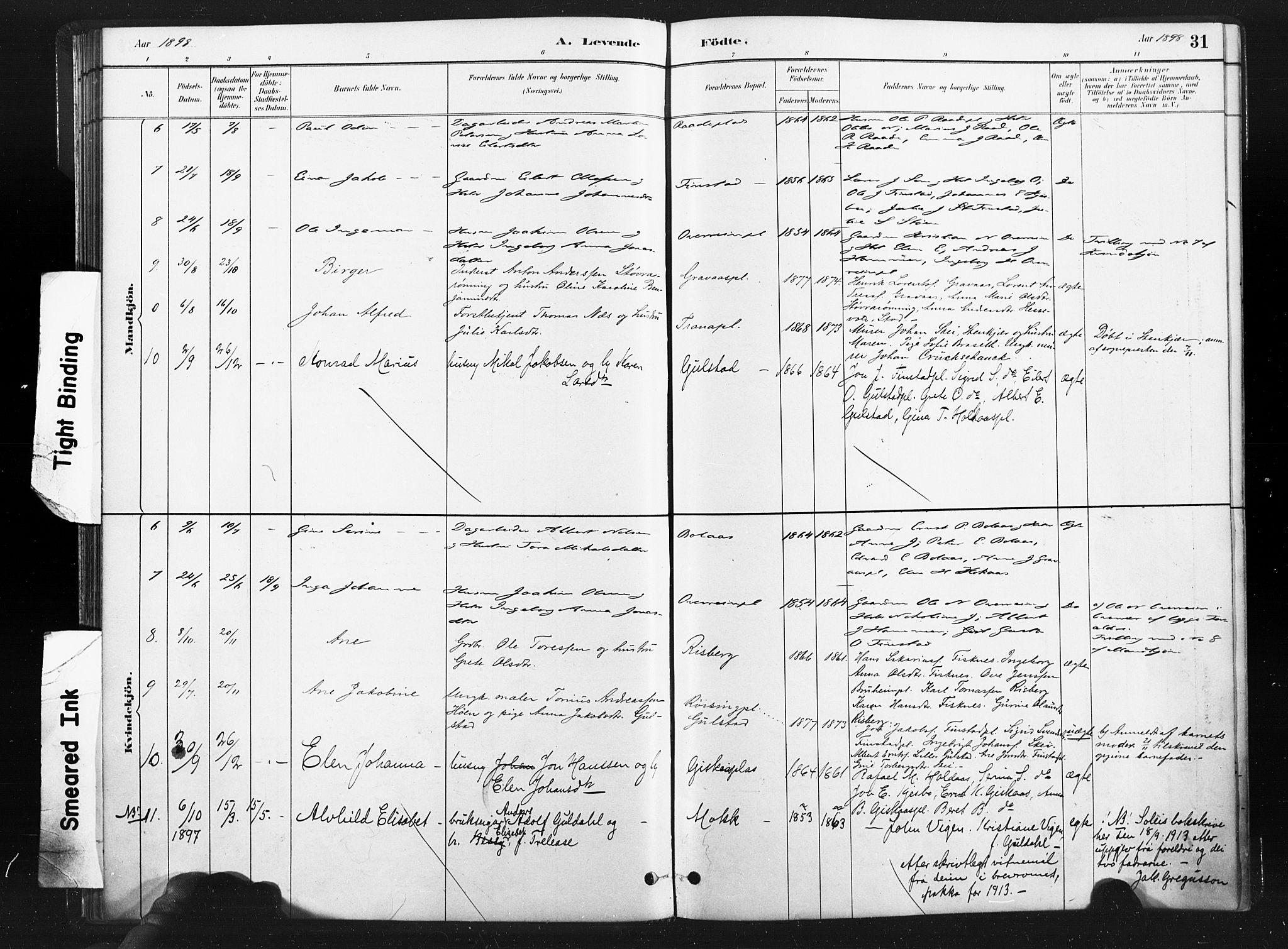 Ministerialprotokoller, klokkerbøker og fødselsregistre - Nord-Trøndelag, SAT/A-1458/736/L0361: Ministerialbok nr. 736A01, 1884-1906, s. 31