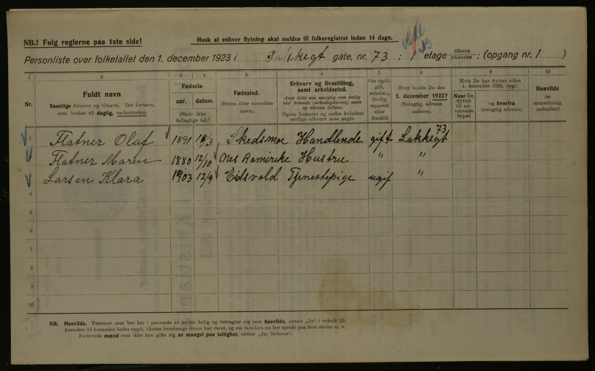 OBA, Kommunal folketelling 1.12.1923 for Kristiania, 1923, s. 62403