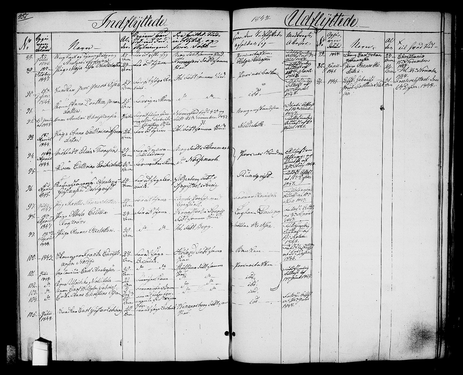 Halden prestekontor Kirkebøker, AV/SAO-A-10909/G/Ga/L0004: Klokkerbok nr. 4, 1845-1854, s. 457