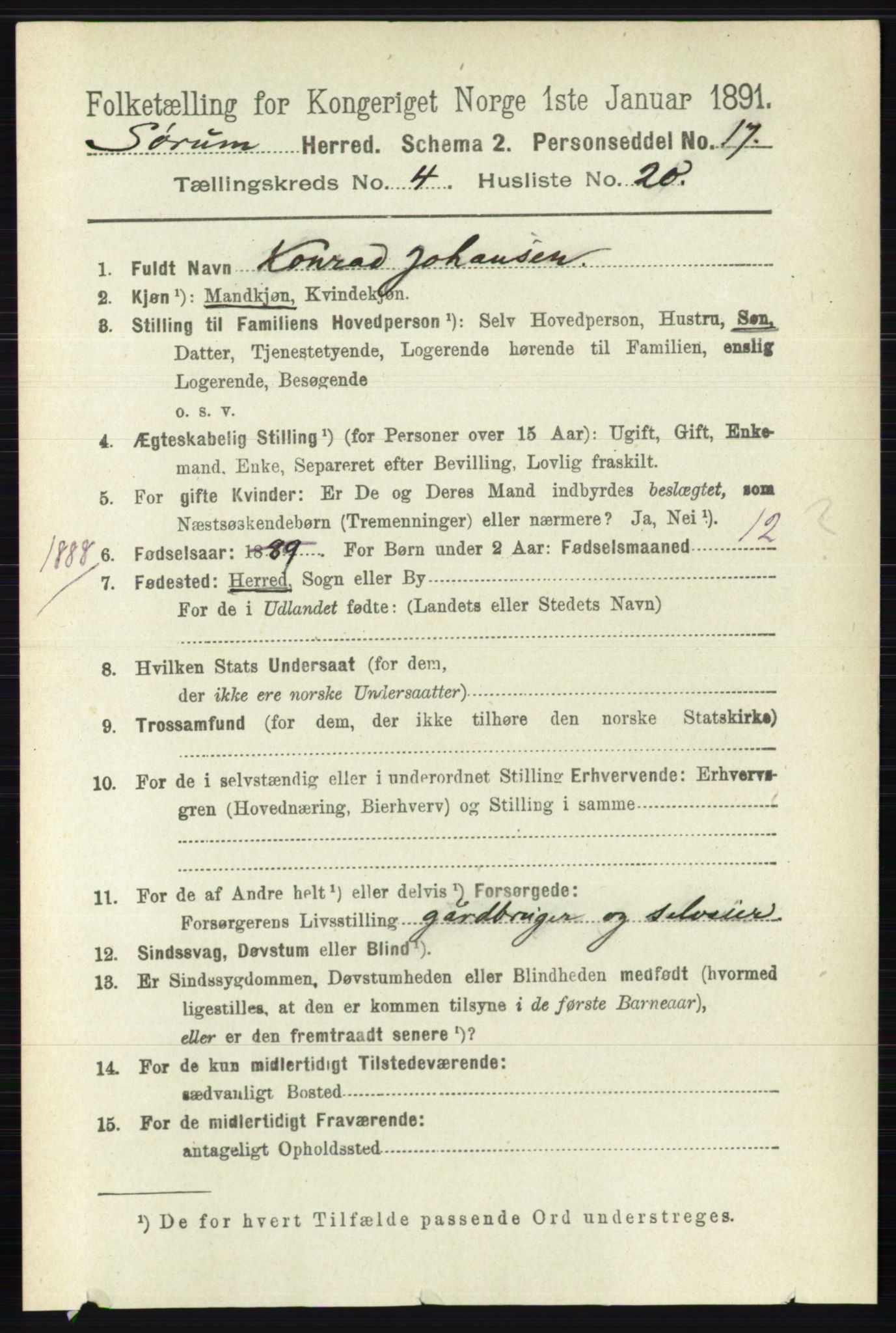 RA, Folketelling 1891 for 0226 Sørum herred, 1891, s. 2022