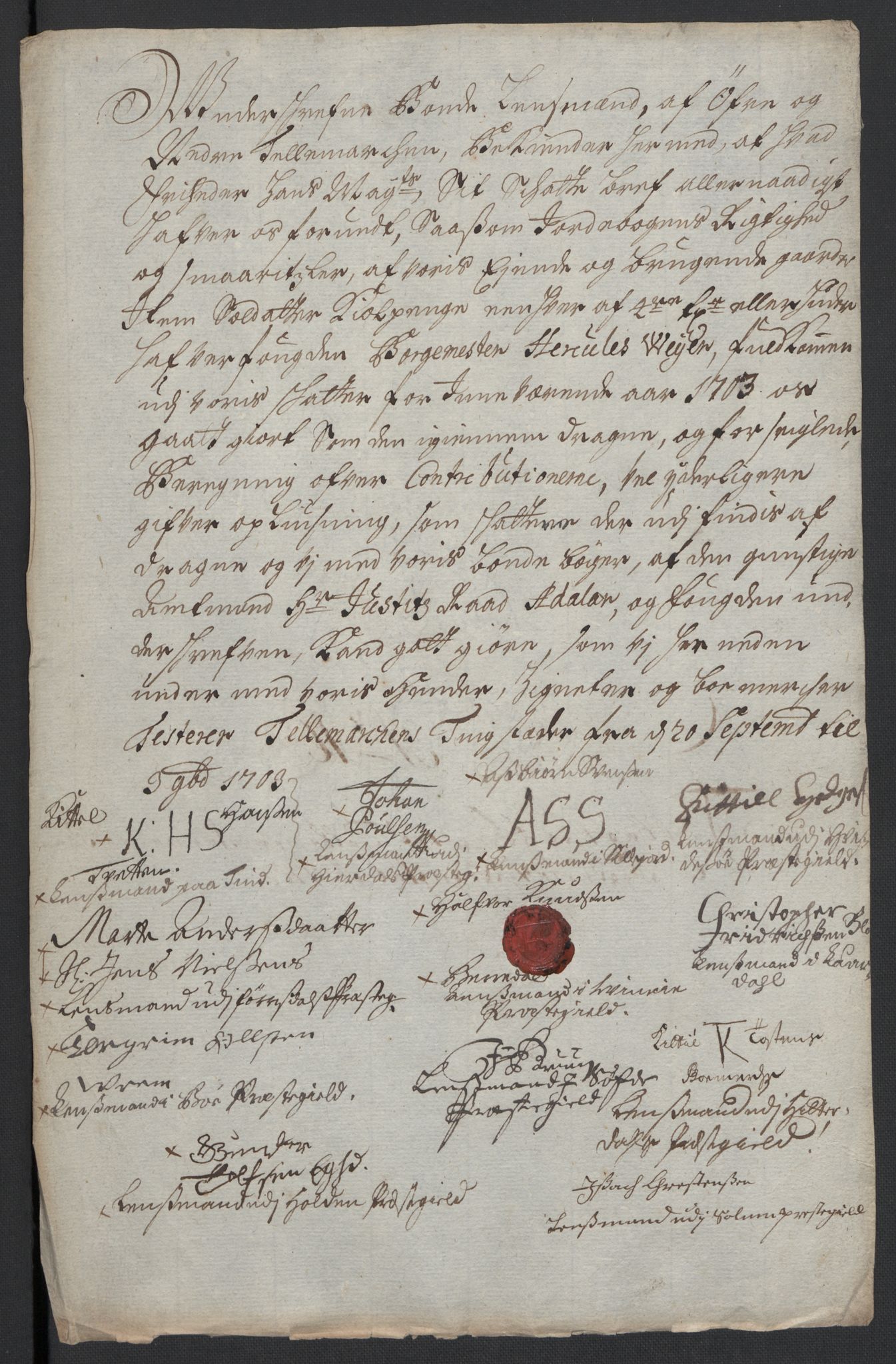 Rentekammeret inntil 1814, Reviderte regnskaper, Fogderegnskap, AV/RA-EA-4092/R36/L2110: Fogderegnskap Øvre og Nedre Telemark og Bamble, 1703, s. 11