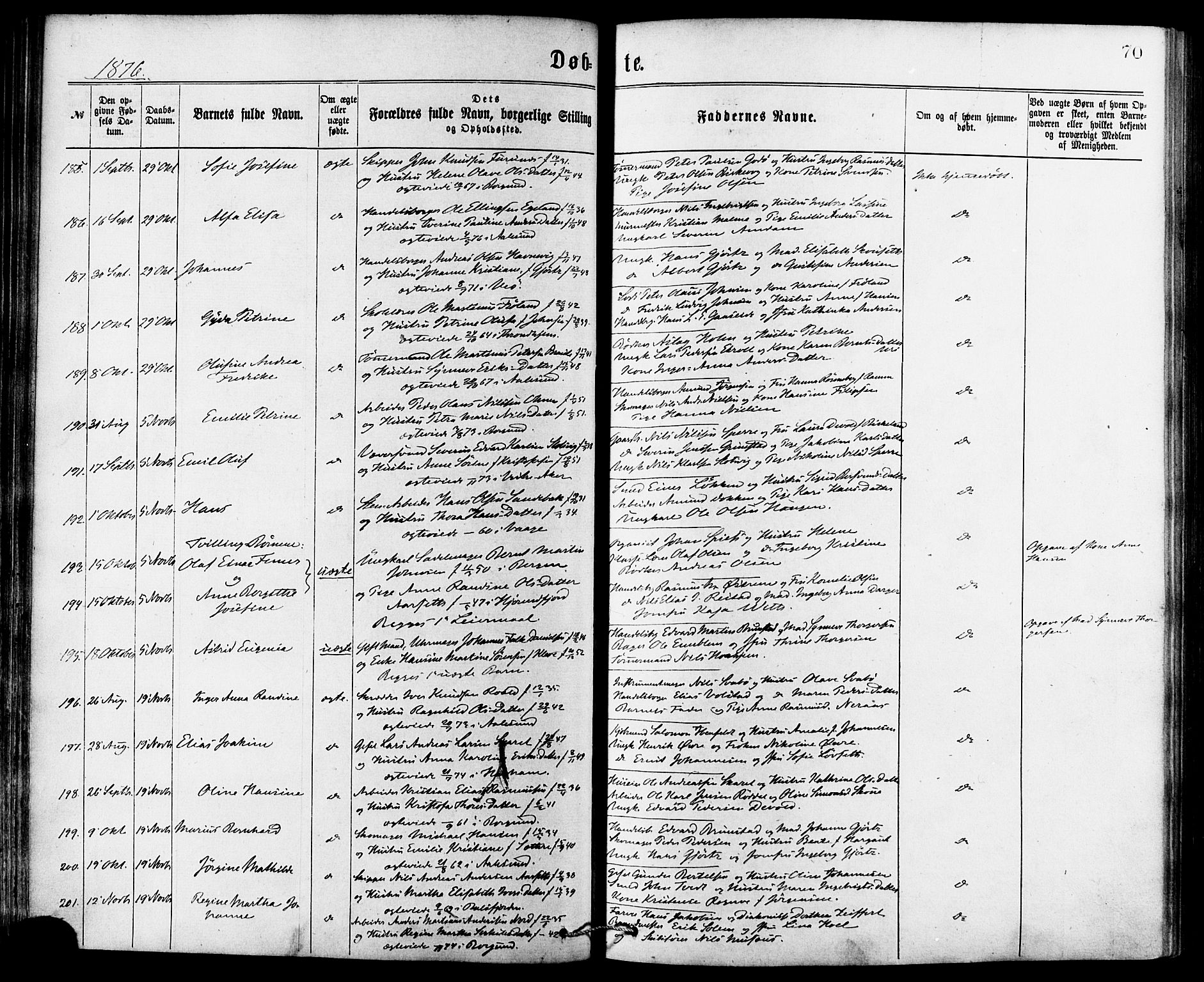 Ministerialprotokoller, klokkerbøker og fødselsregistre - Møre og Romsdal, AV/SAT-A-1454/529/L0453: Ministerialbok nr. 529A03, 1872-1877, s. 70