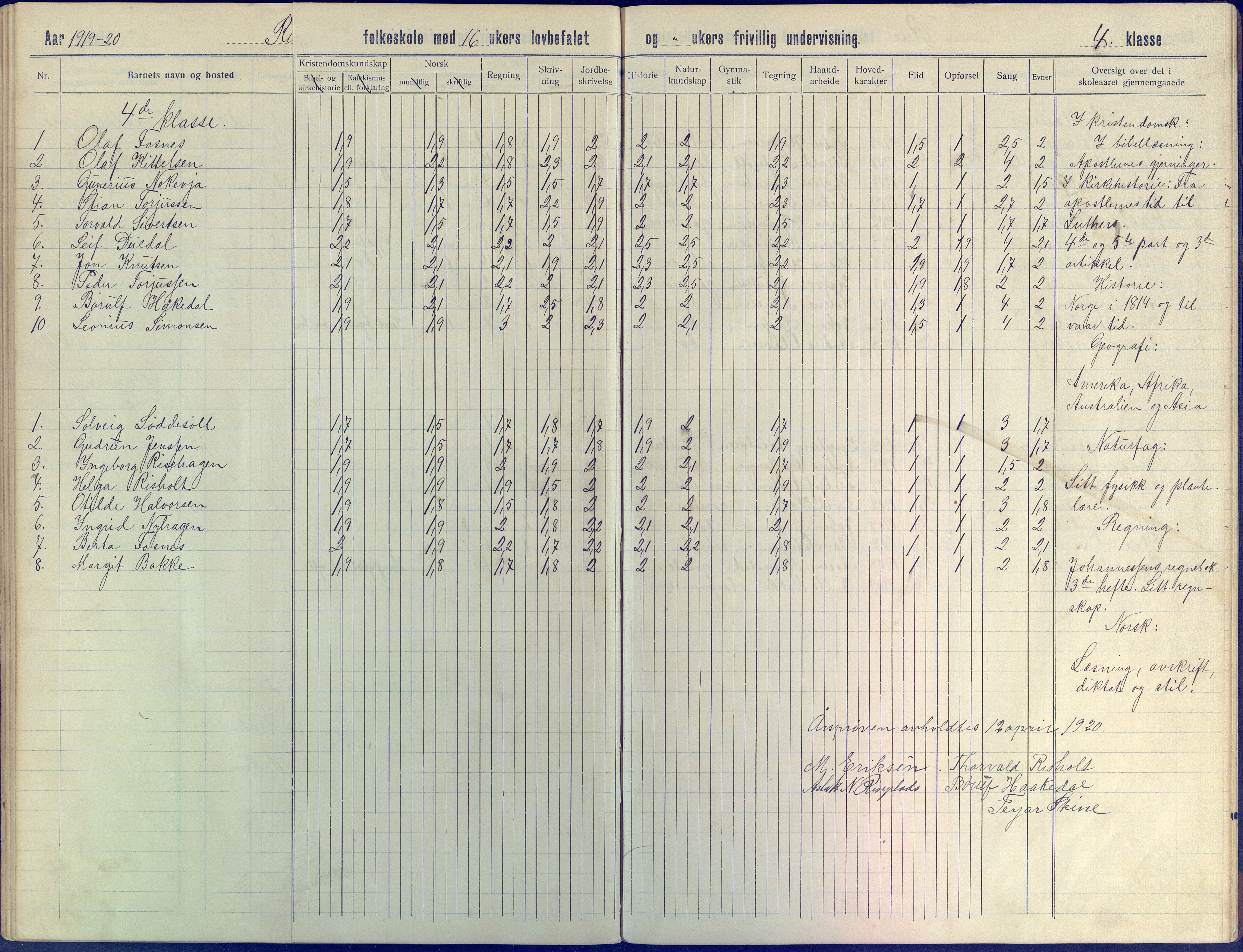 Øyestad kommune frem til 1979, AAKS/KA0920-PK/06/06J/L0005: Skoleprotokoll, 1913-1922