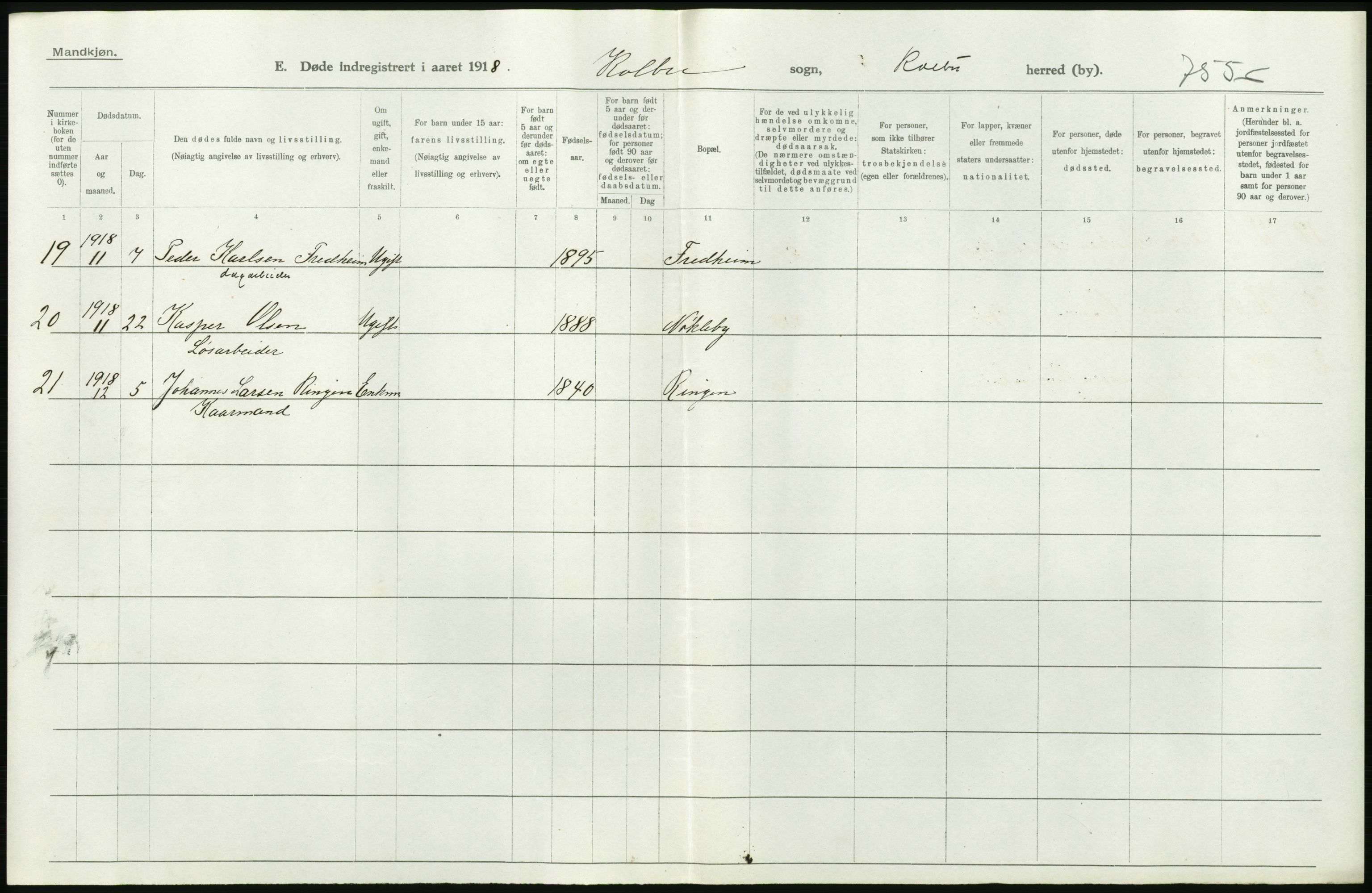 Statistisk sentralbyrå, Sosiodemografiske emner, Befolkning, RA/S-2228/D/Df/Dfb/Dfbh/L0017: Oppland fylke: Døde. Bygder og byer., 1918, s. 380