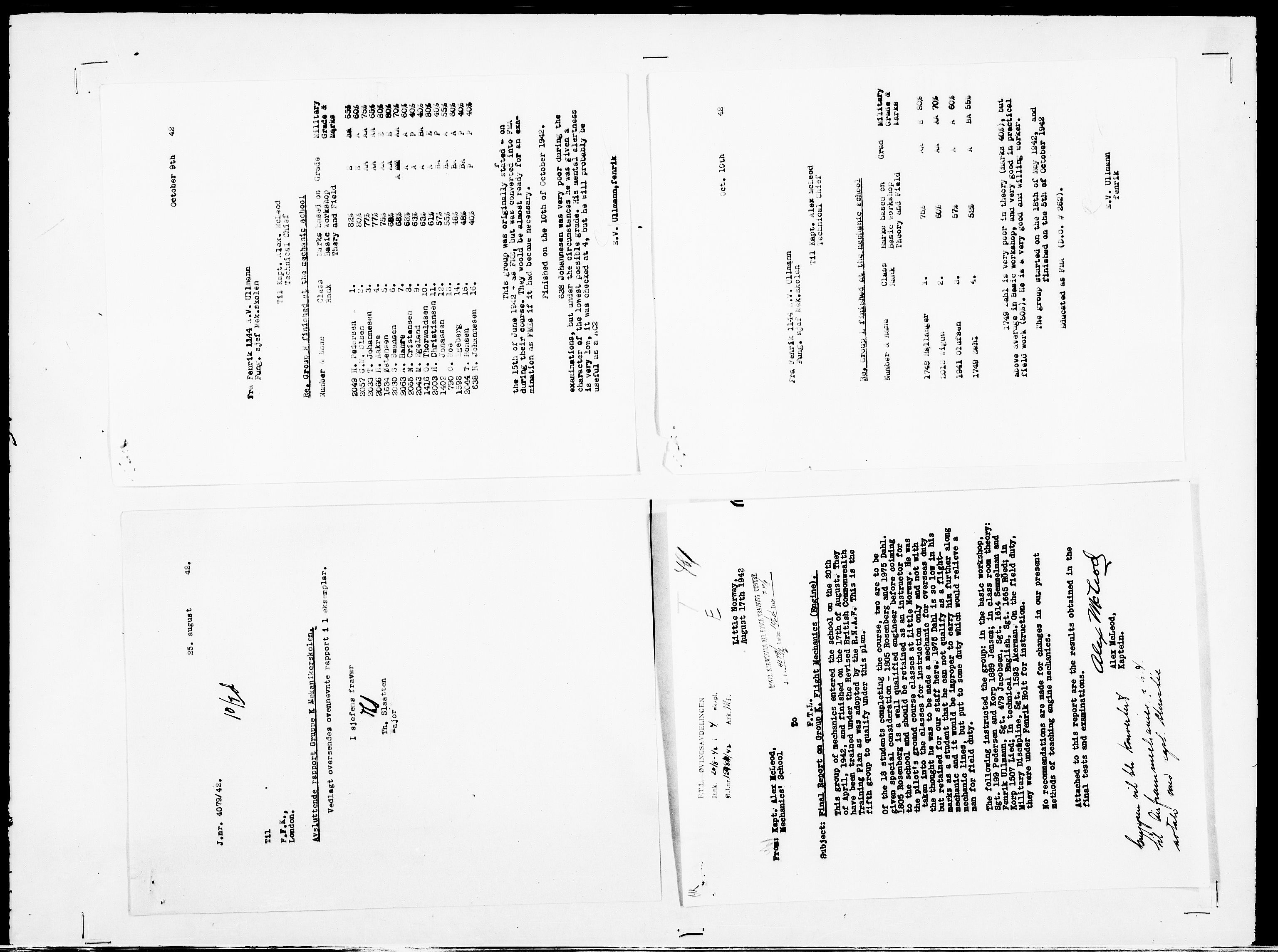 Forsvaret, Flyvåpnenes treningsleir 1940-1945, AV/RA-RAFA-3974/V/L0042: Ekspedisjonskontoret. 10. Utdannelse, undervisning., 1940-1945