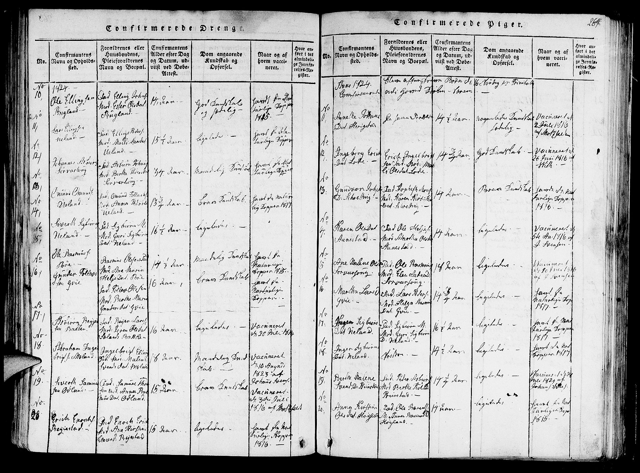 Hå sokneprestkontor, AV/SAST-A-101801/001/30BA/L0003: Ministerialbok nr. A 3, 1815-1825, s. 264