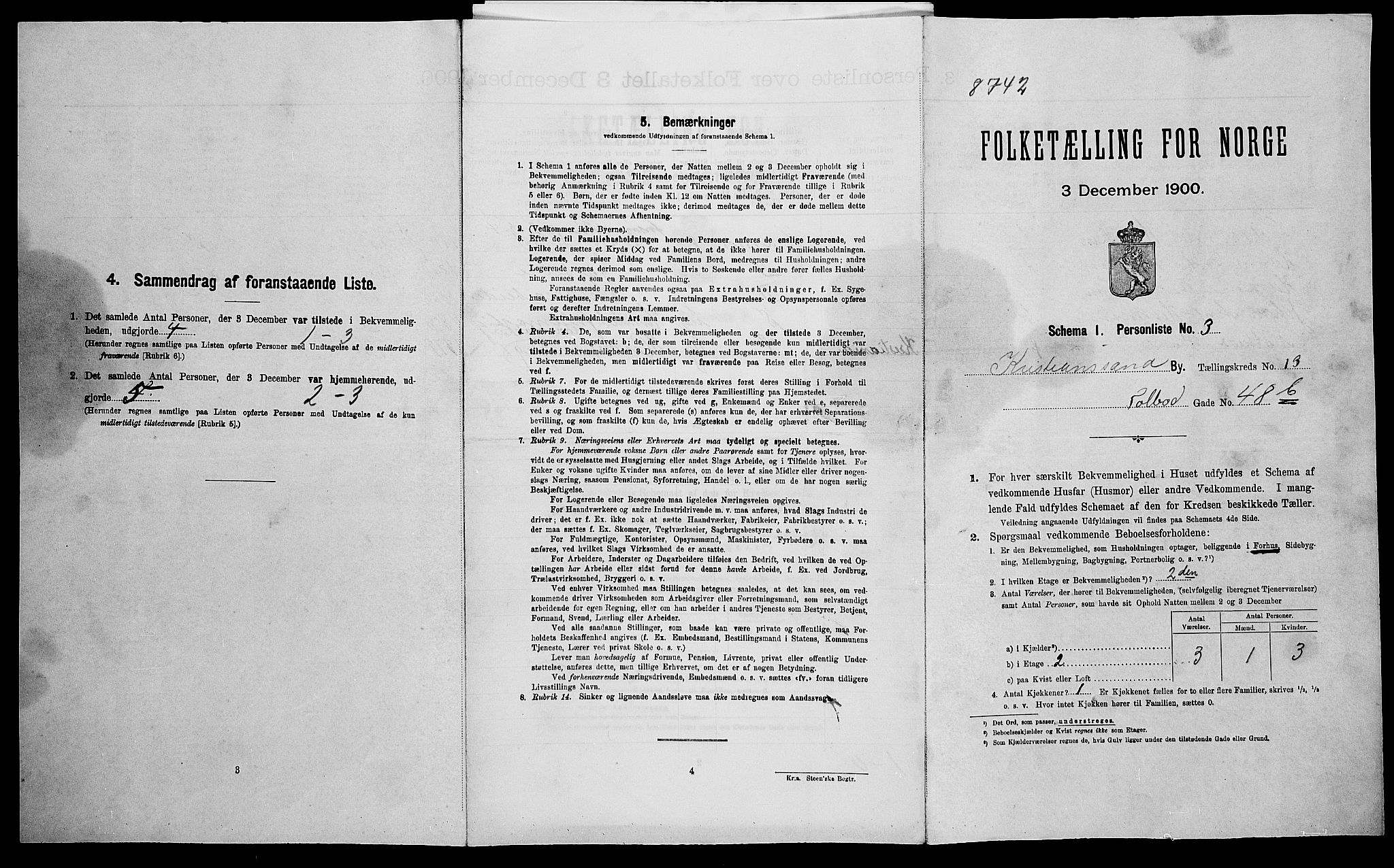 SAK, Folketelling 1900 for 1001 Kristiansand kjøpstad, 1900, s. 1528