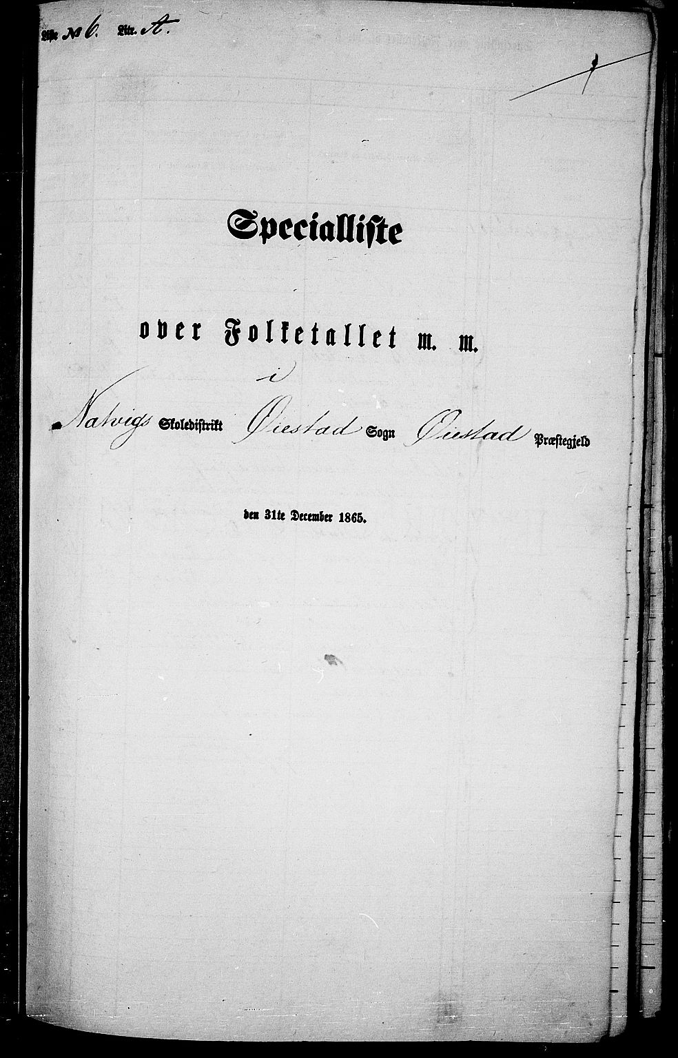 RA, Folketelling 1865 for 0920P Øyestad prestegjeld, 1865, s. 79