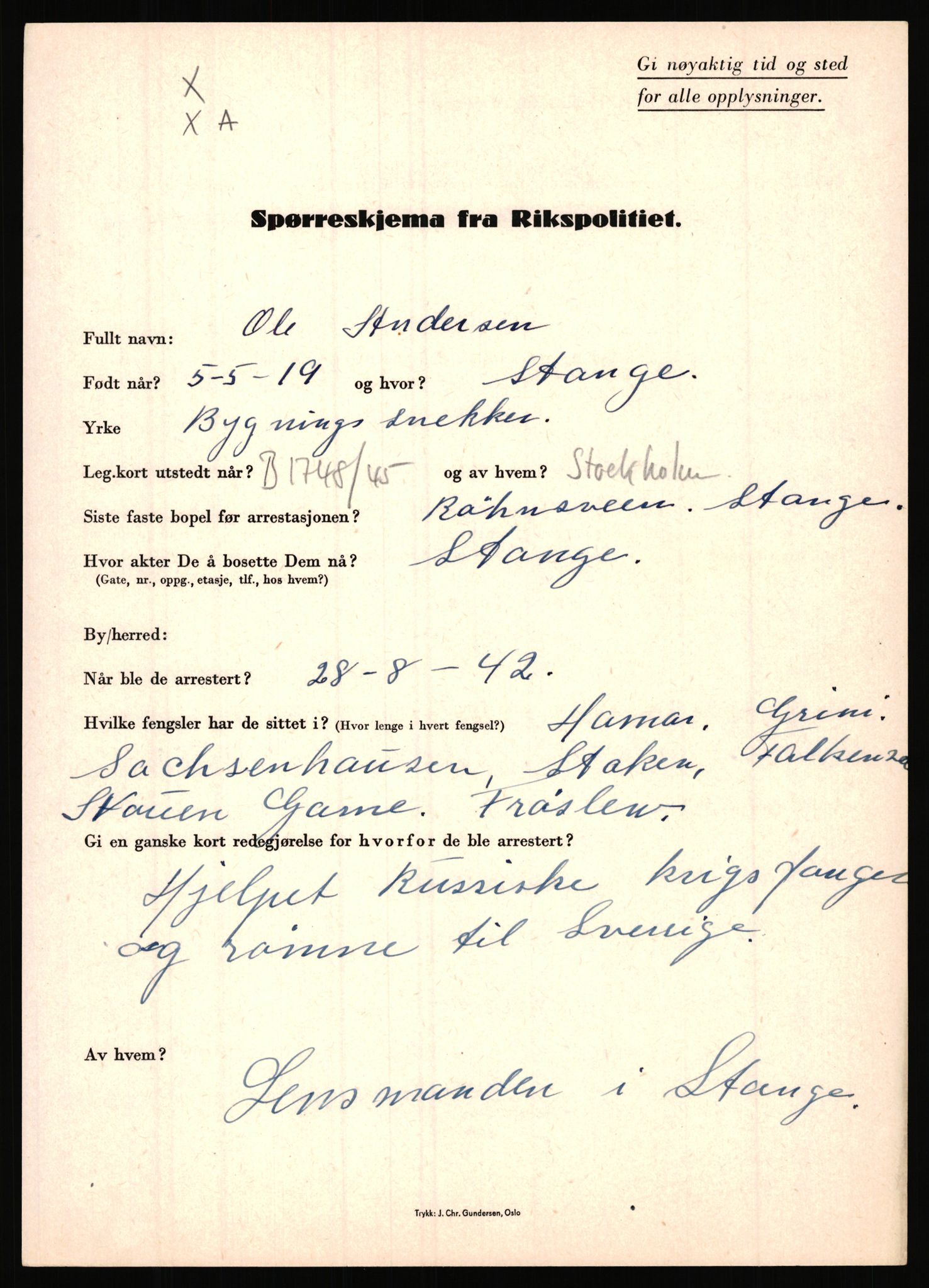 Rikspolitisjefen, AV/RA-S-1560/L/L0001: Abelseth, Rudolf - Berentsen, Odd, 1940-1945, s. 513