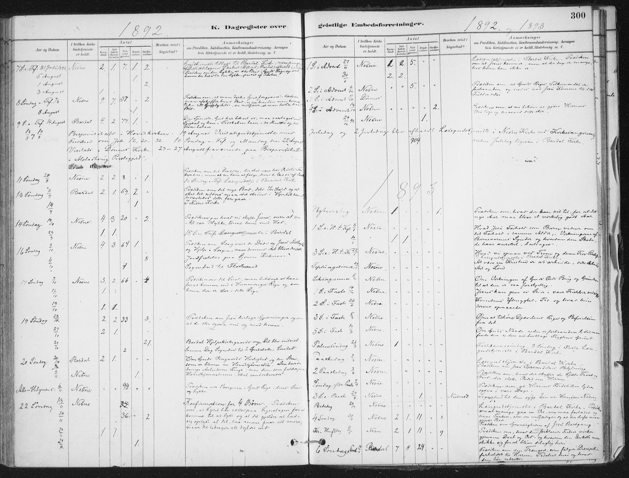 Ministerialprotokoller, klokkerbøker og fødselsregistre - Nordland, SAT/A-1459/838/L0553: Ministerialbok nr. 838A11, 1880-1910, s. 300