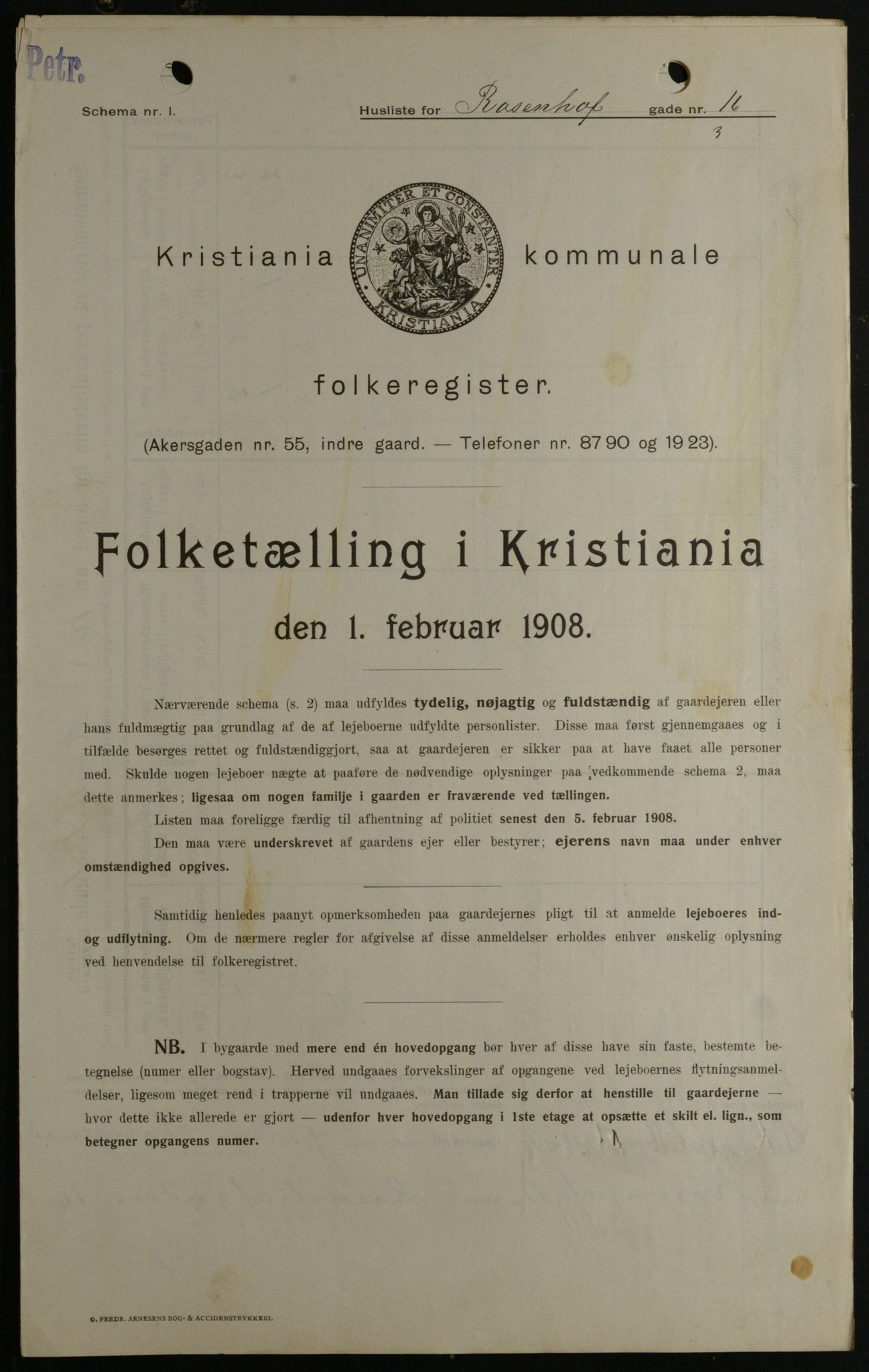 OBA, Kommunal folketelling 1.2.1908 for Kristiania kjøpstad, 1908, s. 75272