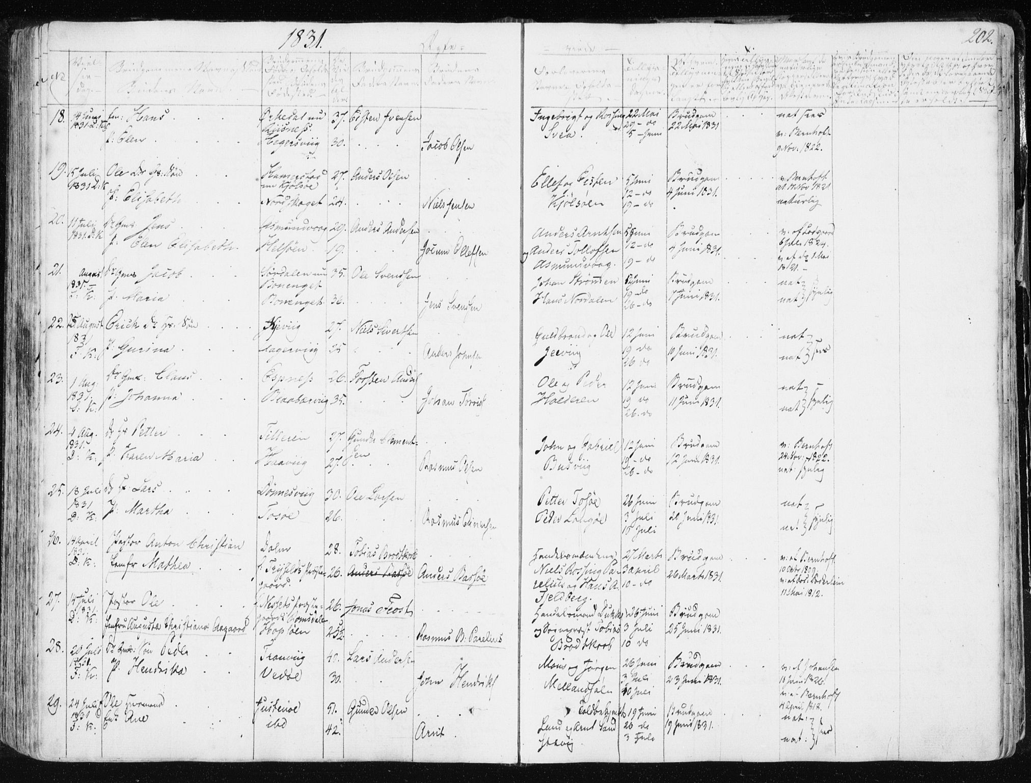 Ministerialprotokoller, klokkerbøker og fødselsregistre - Sør-Trøndelag, SAT/A-1456/634/L0528: Ministerialbok nr. 634A04, 1827-1842, s. 202