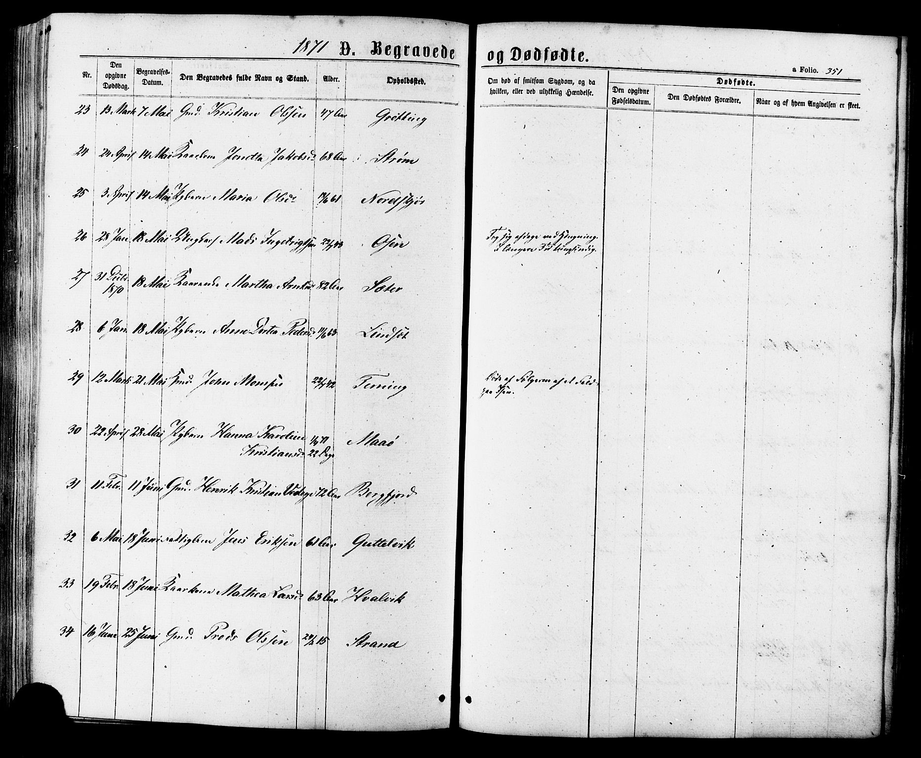 Ministerialprotokoller, klokkerbøker og fødselsregistre - Sør-Trøndelag, SAT/A-1456/657/L0706: Ministerialbok nr. 657A07, 1867-1878, s. 351