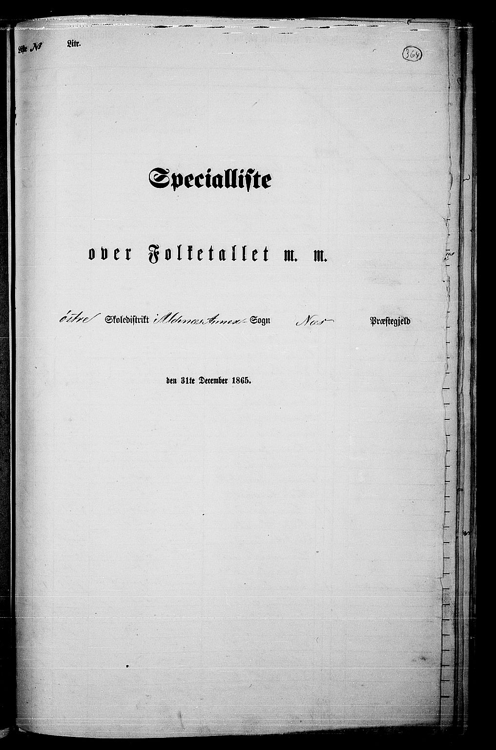 RA, Folketelling 1865 for 0236P Nes prestegjeld, 1865, s. 335