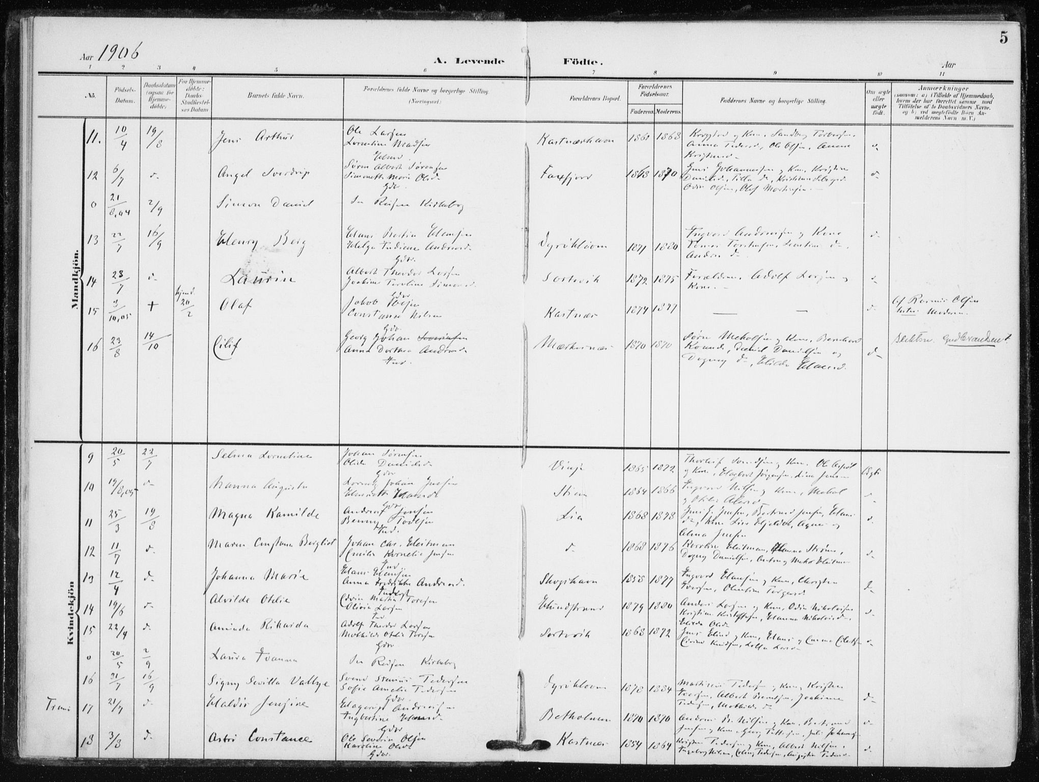 Tranøy sokneprestkontor, AV/SATØ-S-1313/I/Ia/Iaa/L0013kirke: Ministerialbok nr. 13, 1905-1922, s. 5