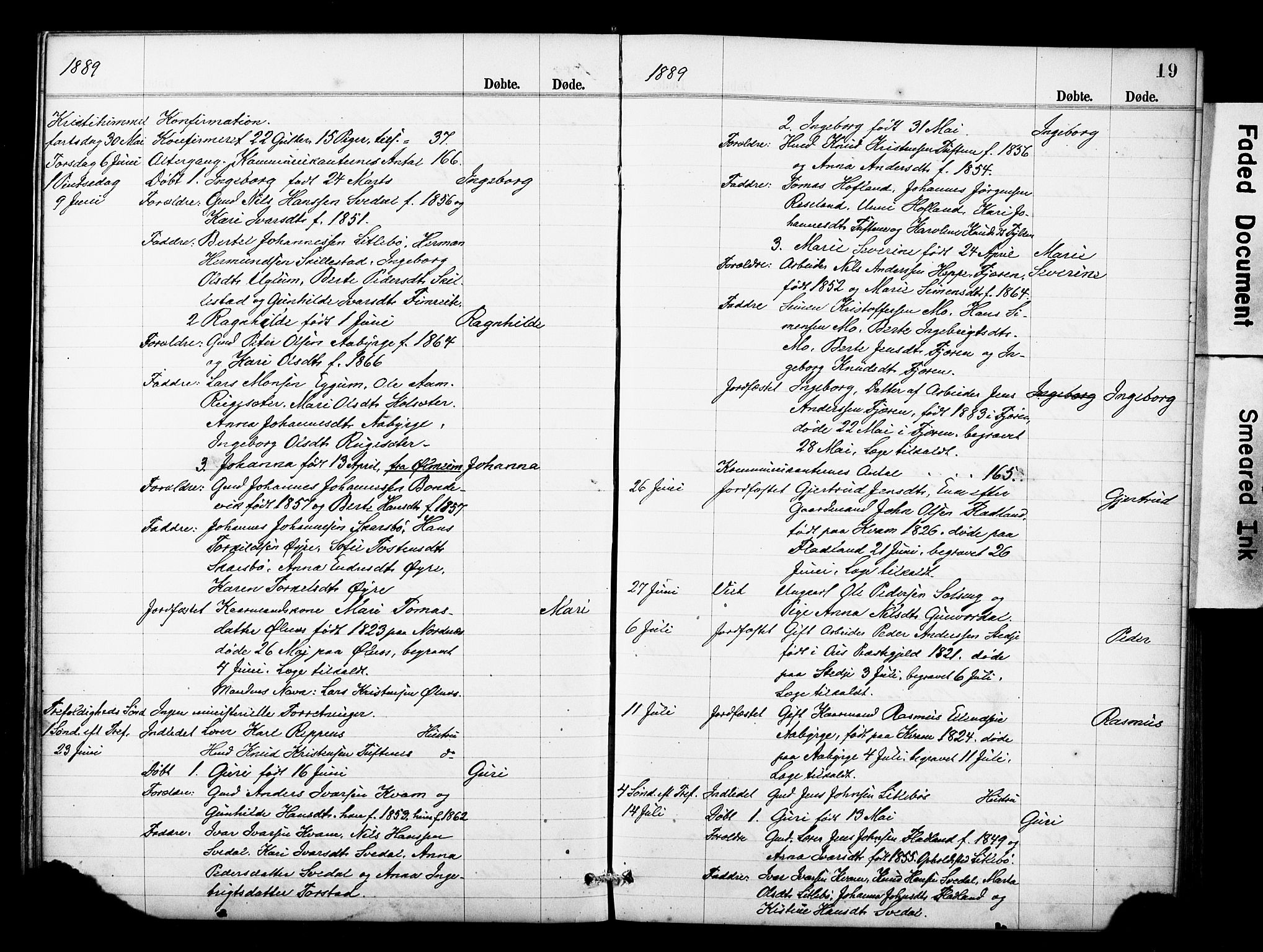 Sogndal sokneprestembete, AV/SAB-A-81301/H/Hab/Haba/L0001: Klokkerbok nr. A 1, 1887-1907, s. 19