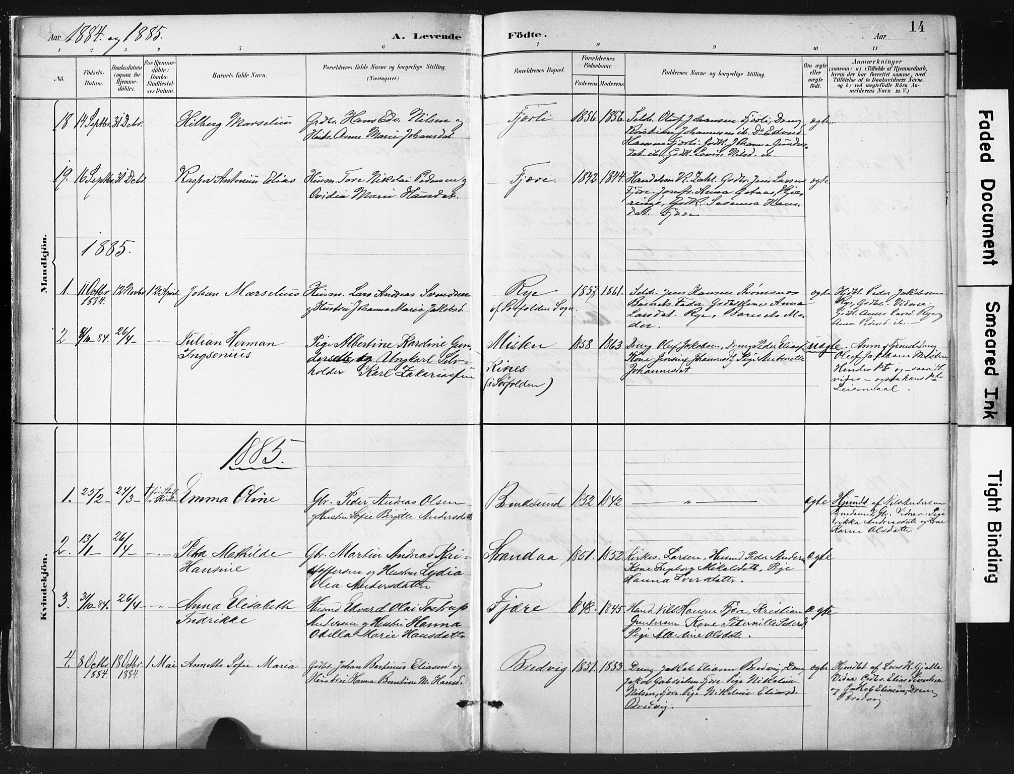 Ministerialprotokoller, klokkerbøker og fødselsregistre - Nordland, AV/SAT-A-1459/803/L0071: Ministerialbok nr. 803A01, 1881-1897, s. 14