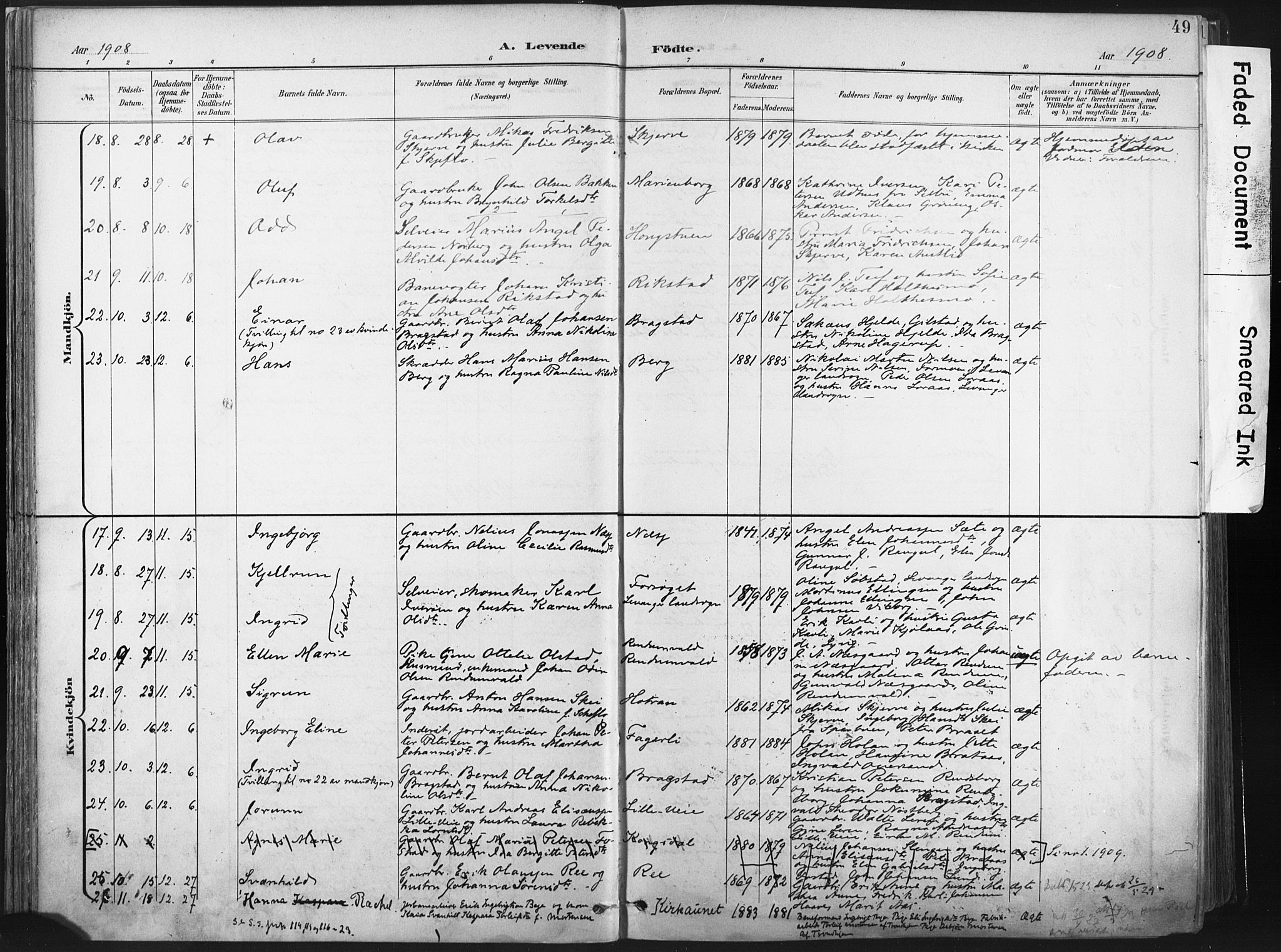 Ministerialprotokoller, klokkerbøker og fødselsregistre - Nord-Trøndelag, AV/SAT-A-1458/717/L0162: Ministerialbok nr. 717A12, 1898-1923, s. 49