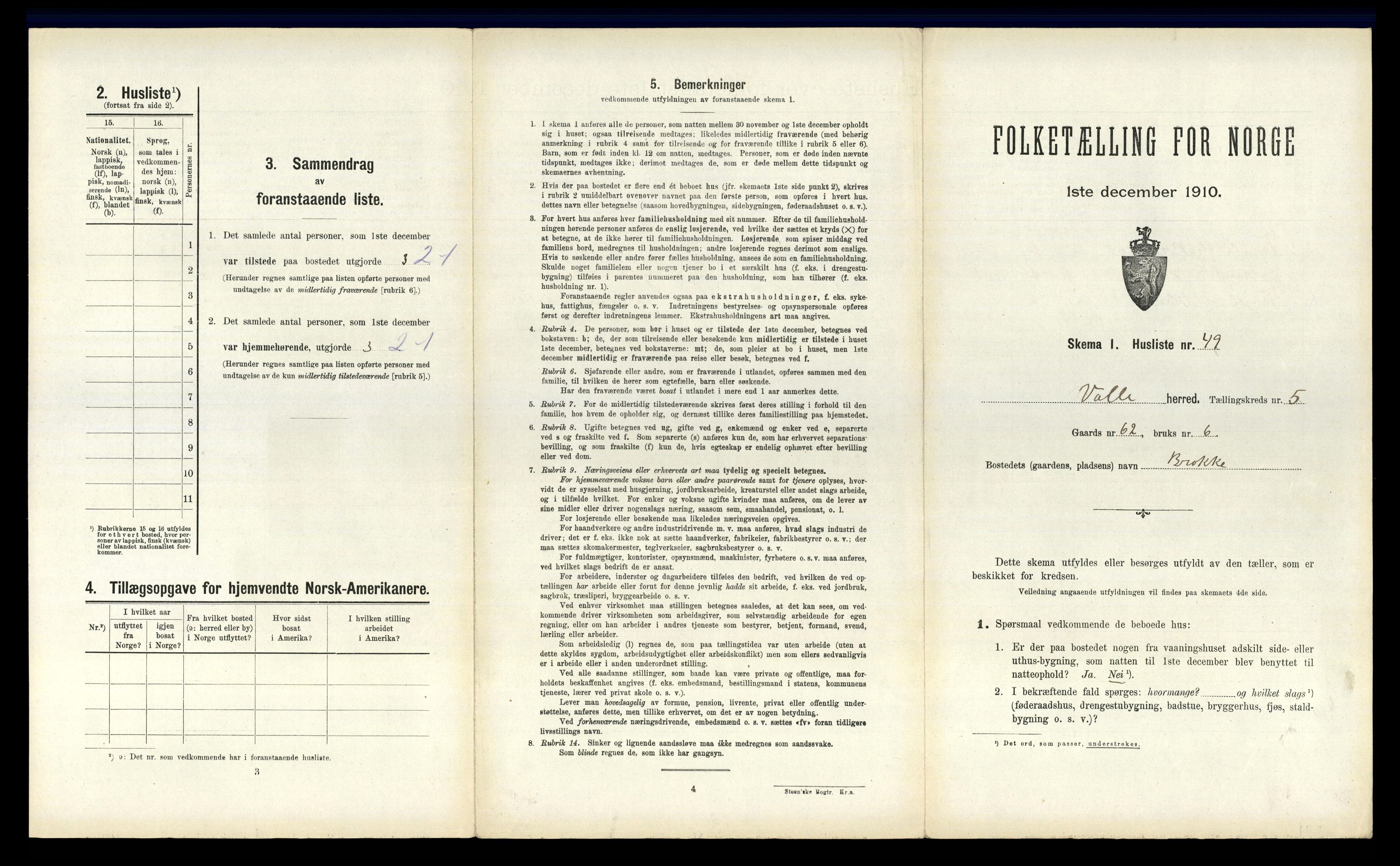 RA, Folketelling 1910 for 0940 Valle herred, 1910, s. 493