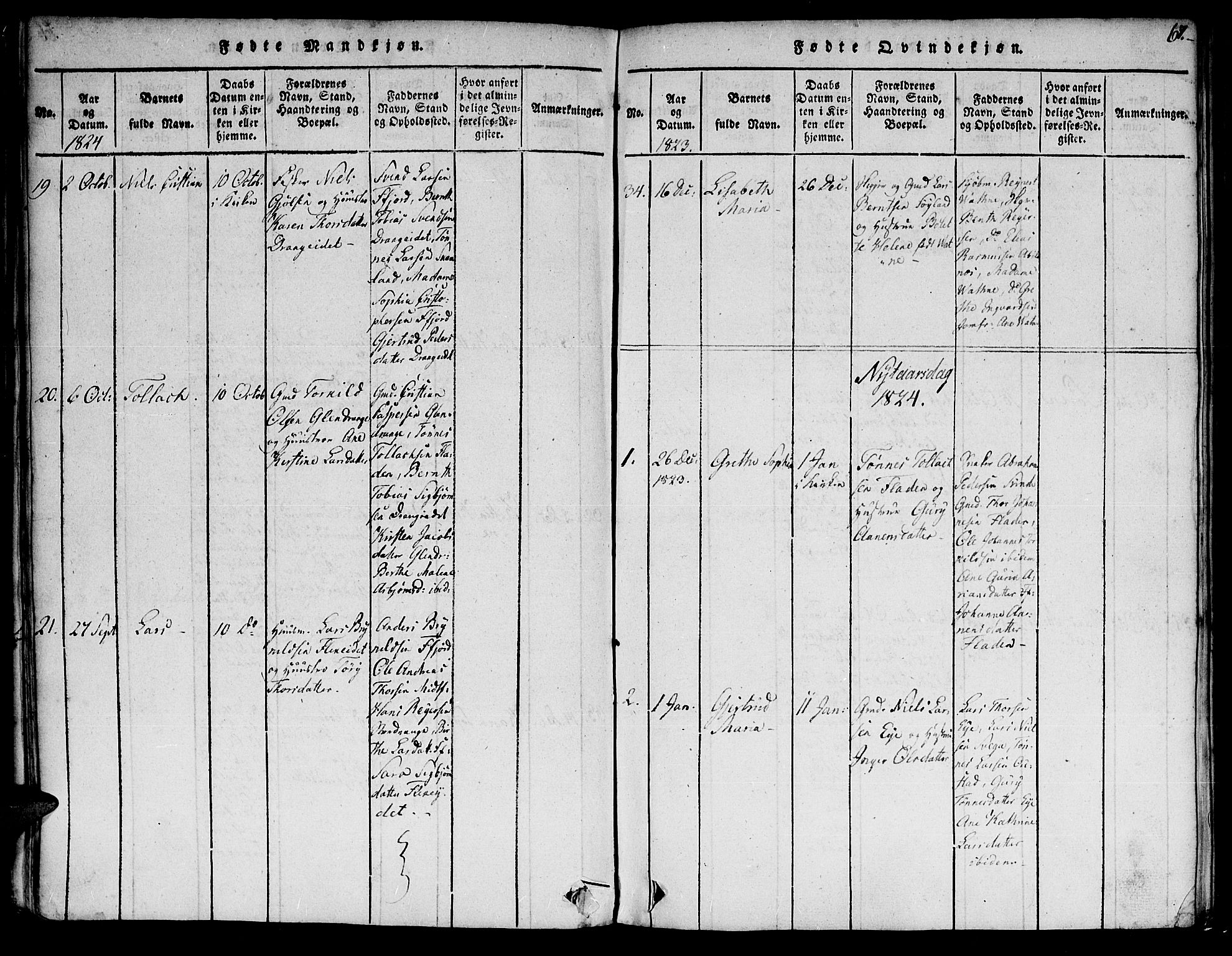 Flekkefjord sokneprestkontor, AV/SAK-1111-0012/F/Fa/Fac/L0002: Ministerialbok nr. A 2, 1815-1826, s. 67