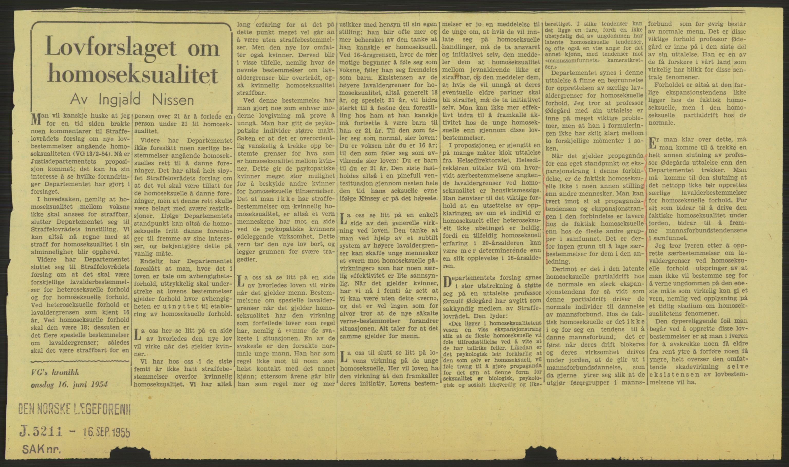 Justisdepartementet, Lovavdelingen, AV/RA-S-3212/D/De/L0029/0001: Straffeloven / Straffelovens revisjon: 5 - Ot. prp. nr.  41 - 1945: Homoseksualiet. 3 mapper, 1956-1970, s. 391