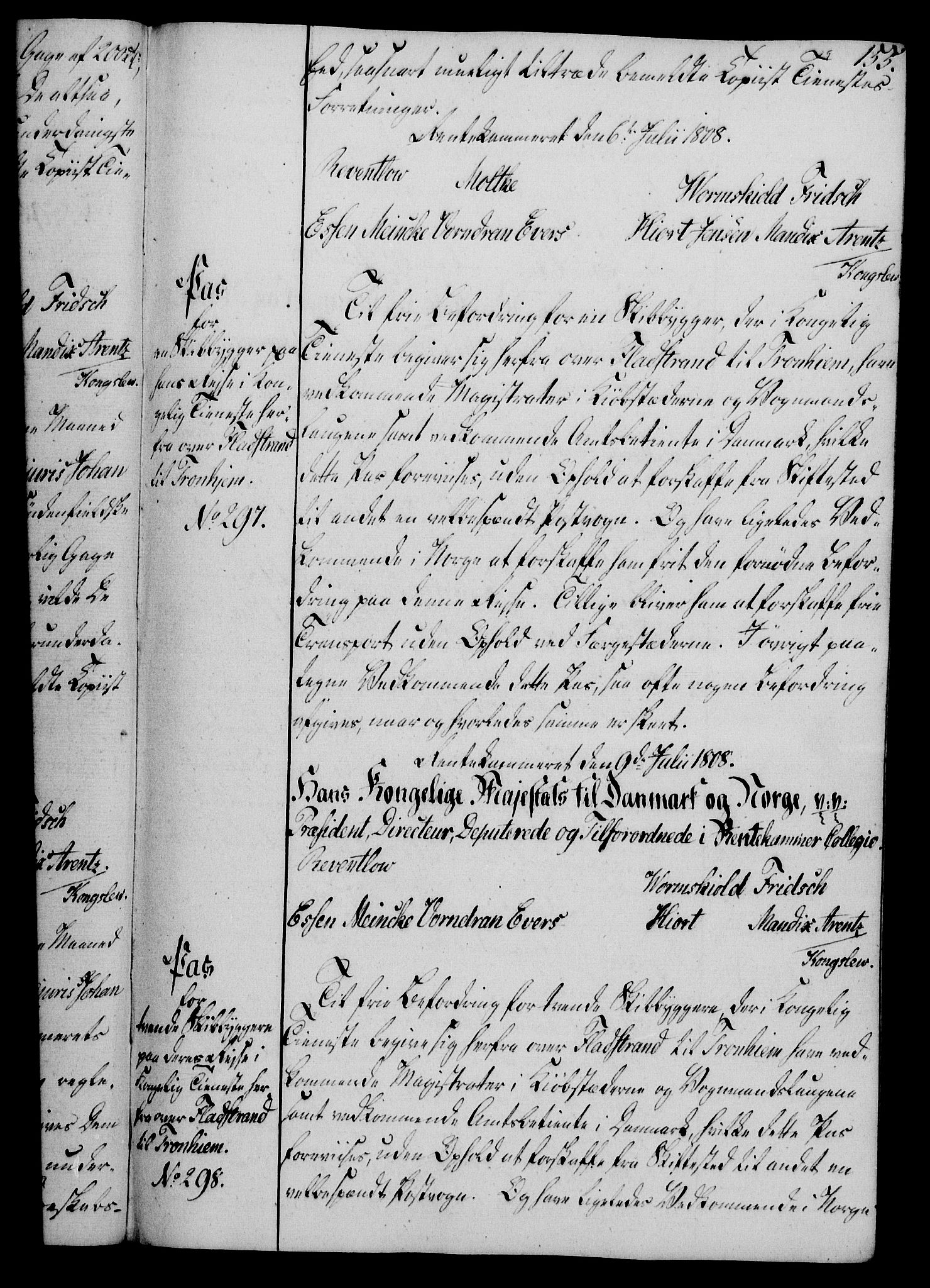 Rentekammeret, Kammerkanselliet, AV/RA-EA-3111/G/Gg/Gga/L0019: Norsk ekspedisjonsprotokoll med register (merket RK 53.19), 1807-1810, s. 155