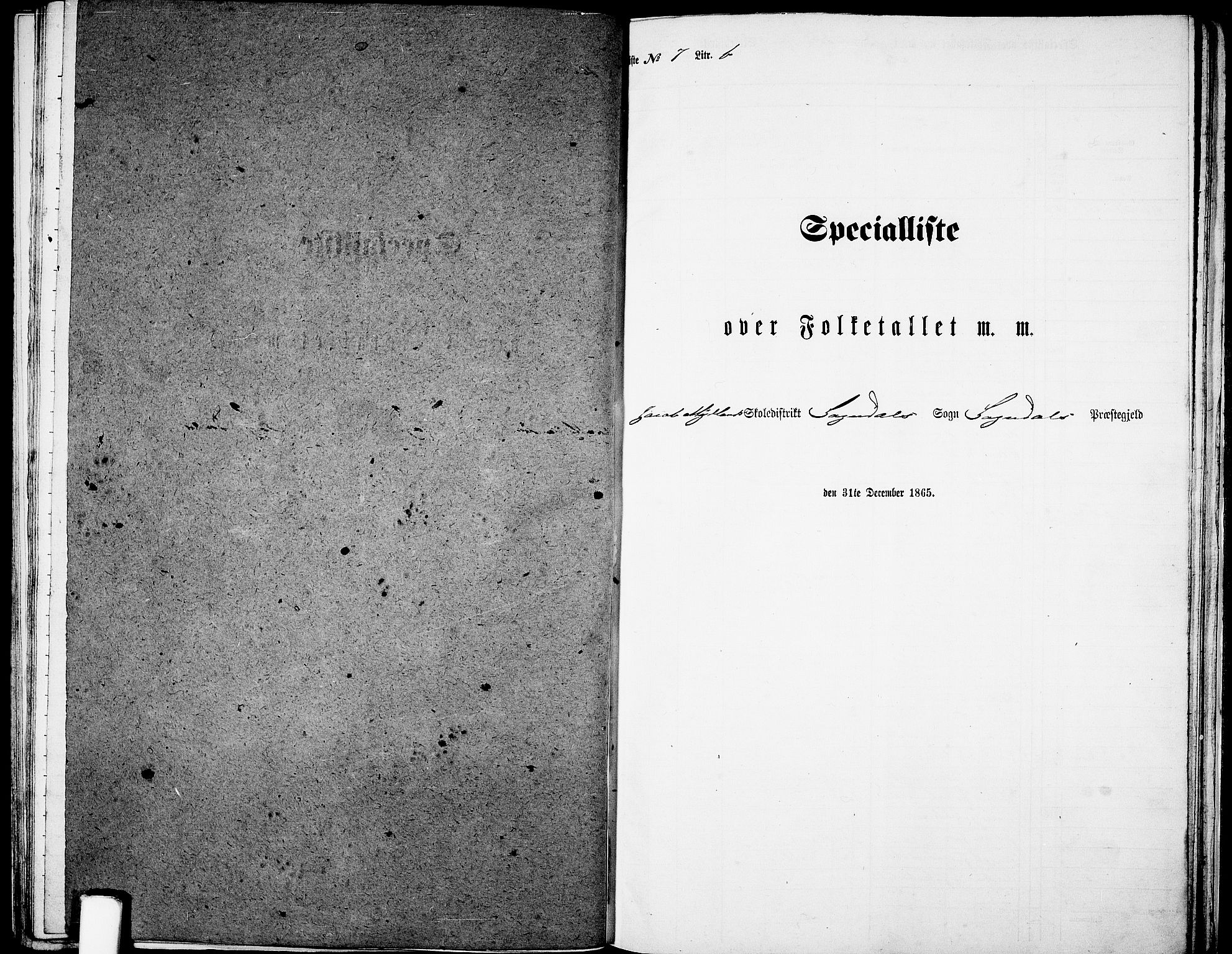 RA, Folketelling 1865 for 1111P Sokndal prestegjeld, 1865, s. 93