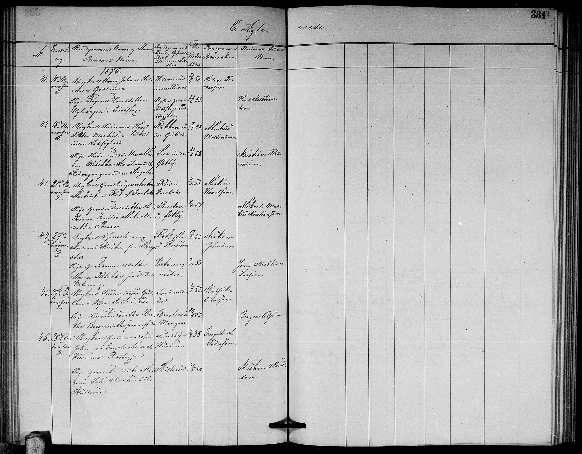 Høland prestekontor Kirkebøker, AV/SAO-A-10346a/G/Ga/L0006: Klokkerbok nr. I 6, 1869-1879, s. 331