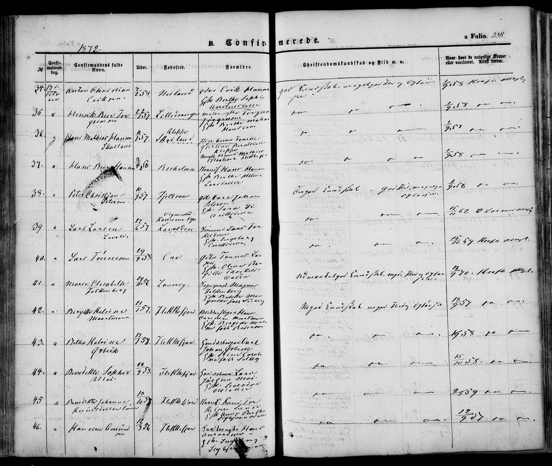 Flekkefjord sokneprestkontor, AV/SAK-1111-0012/F/Fa/Fac/L0005: Ministerialbok nr. A 5, 1849-1875, s. 235