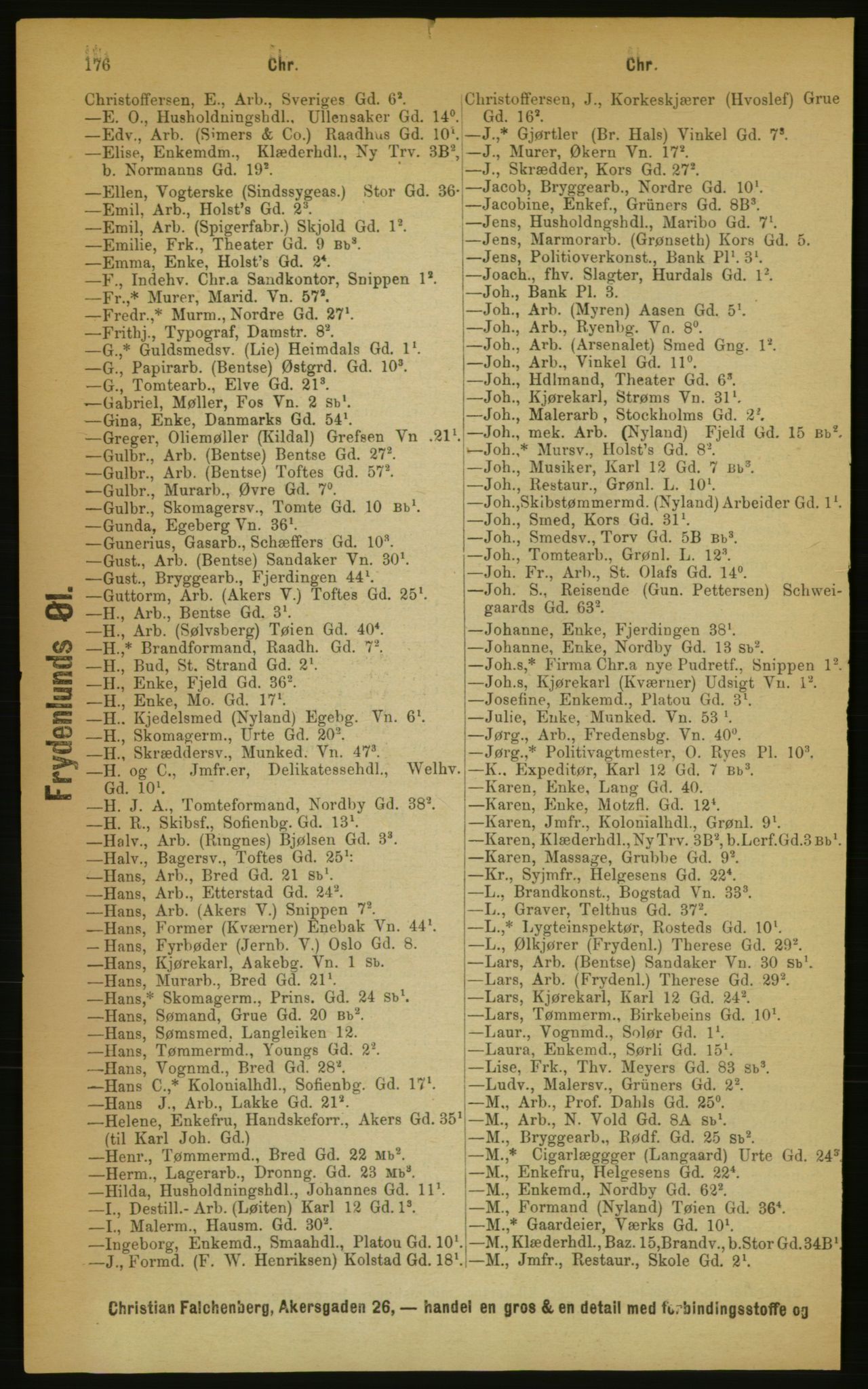 Kristiania/Oslo adressebok, PUBL/-, 1889, s. 176