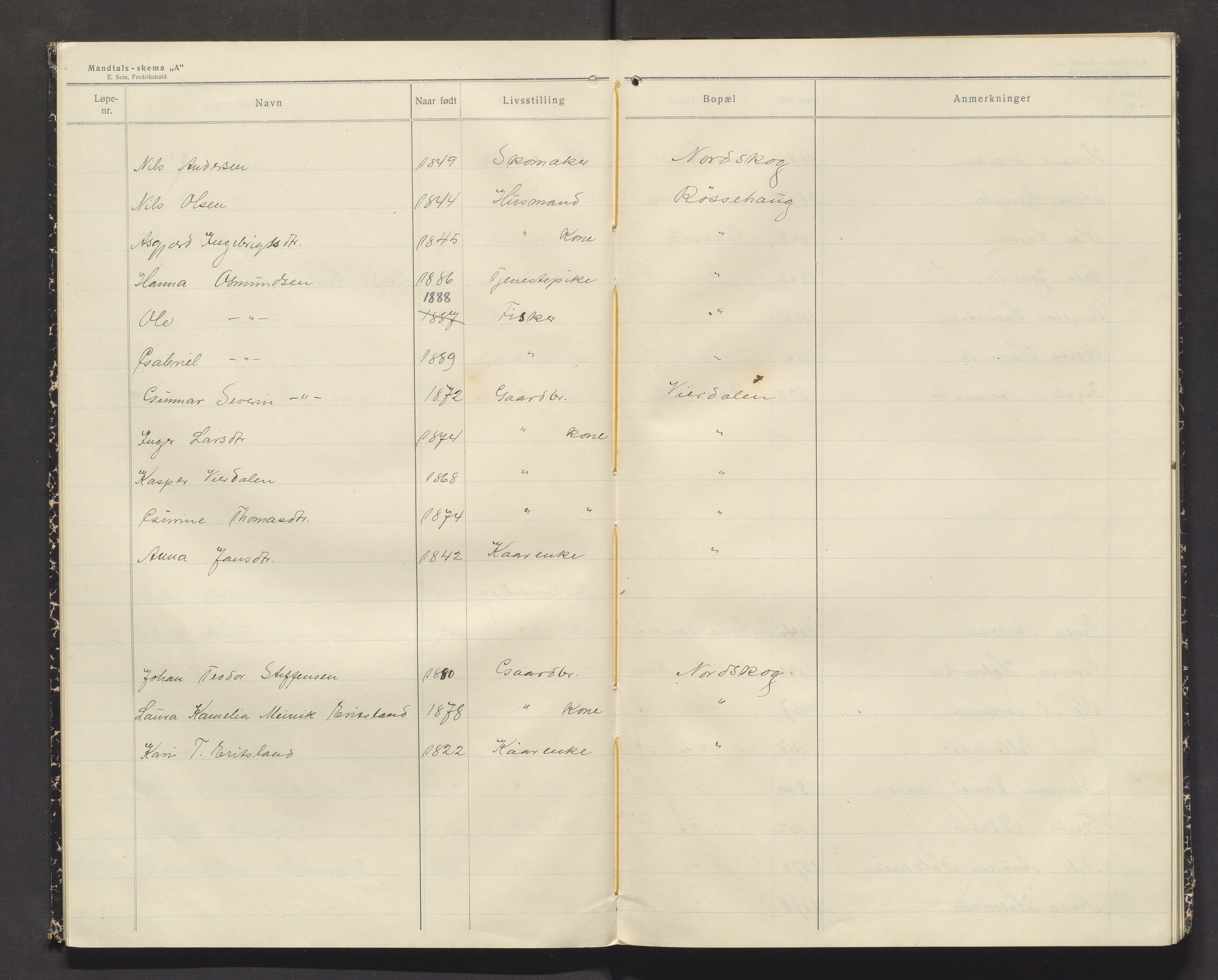 Sveio kommune. Valstyret, IKAH/1216-011/F/Fa/L0004: Manntalsprotokoll over røysteføre i Sveio, 1916, s. 7