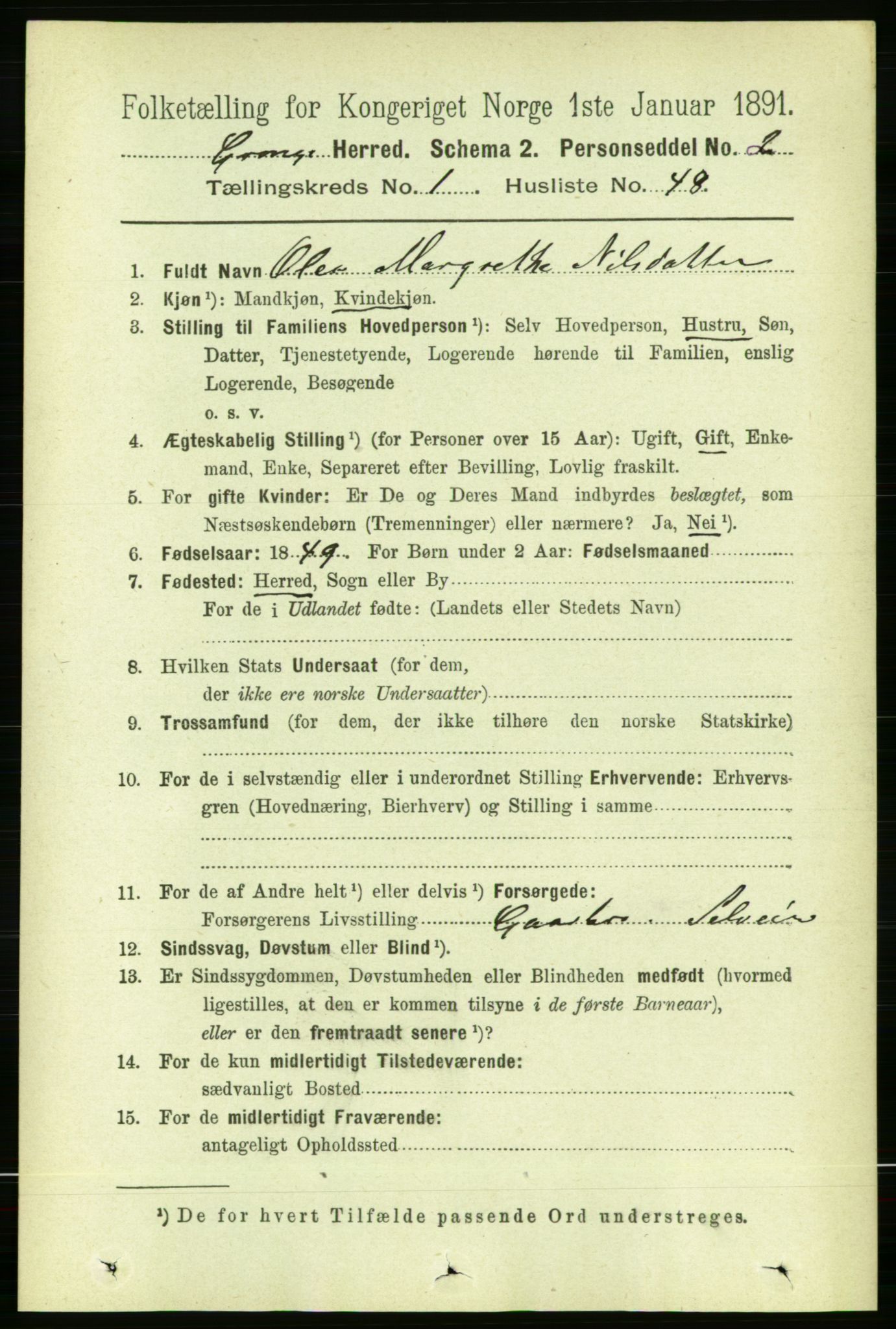 RA, Folketelling 1891 for 1742 Grong herred, 1891, s. 418